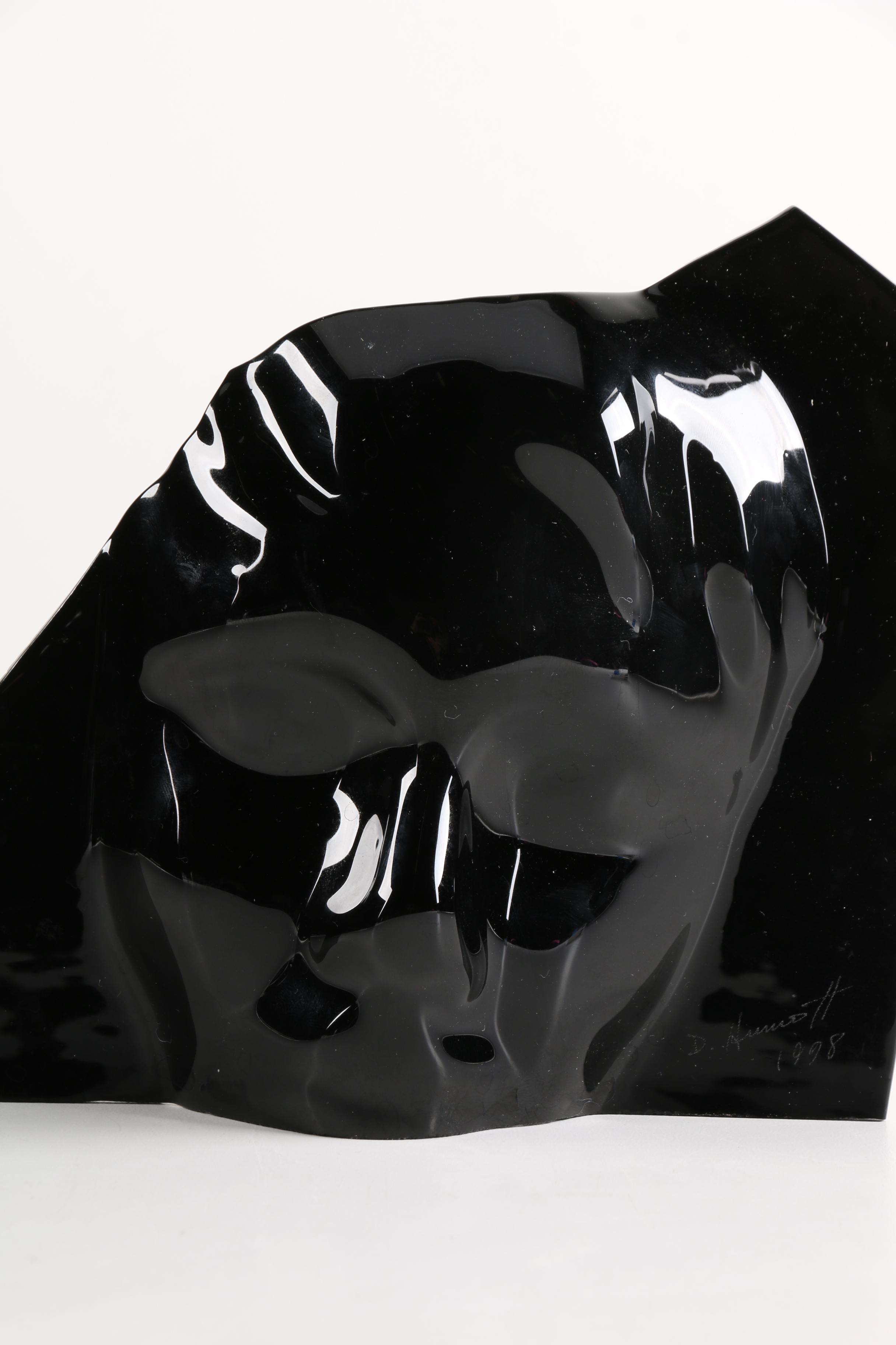 Black Glass Mask Sculpture