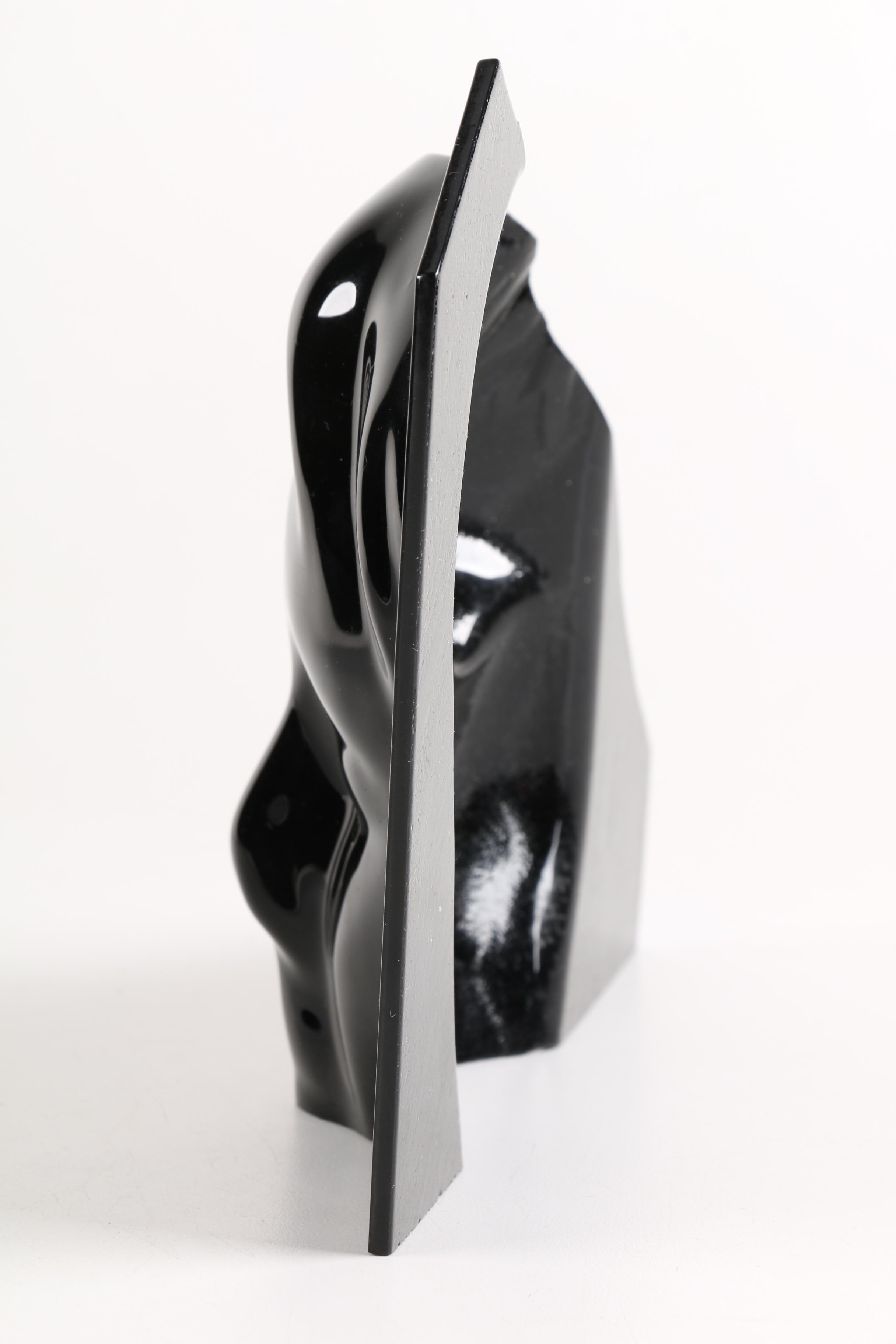 Black Glass Mask Sculpture