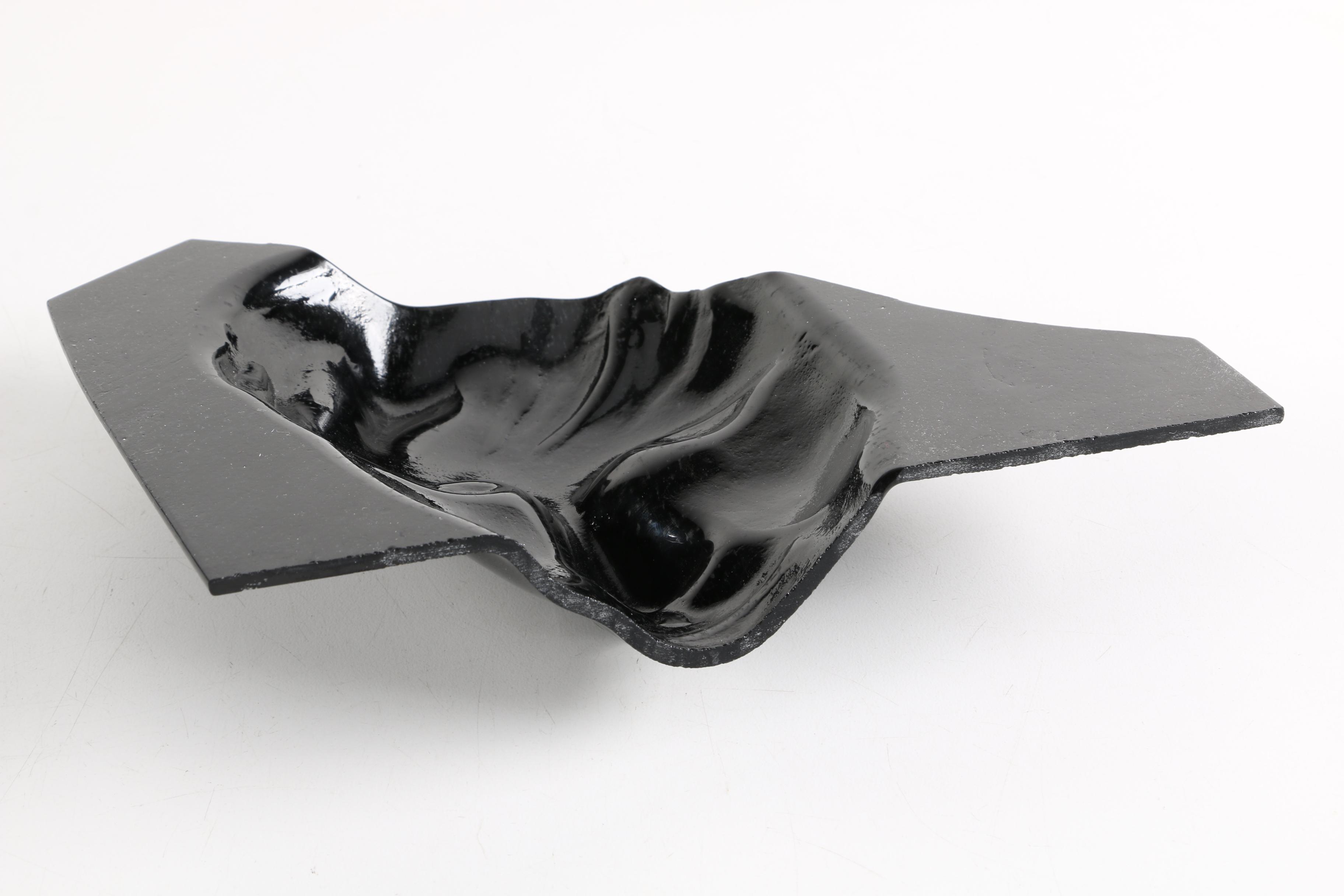 Black Glass Mask Sculpture
