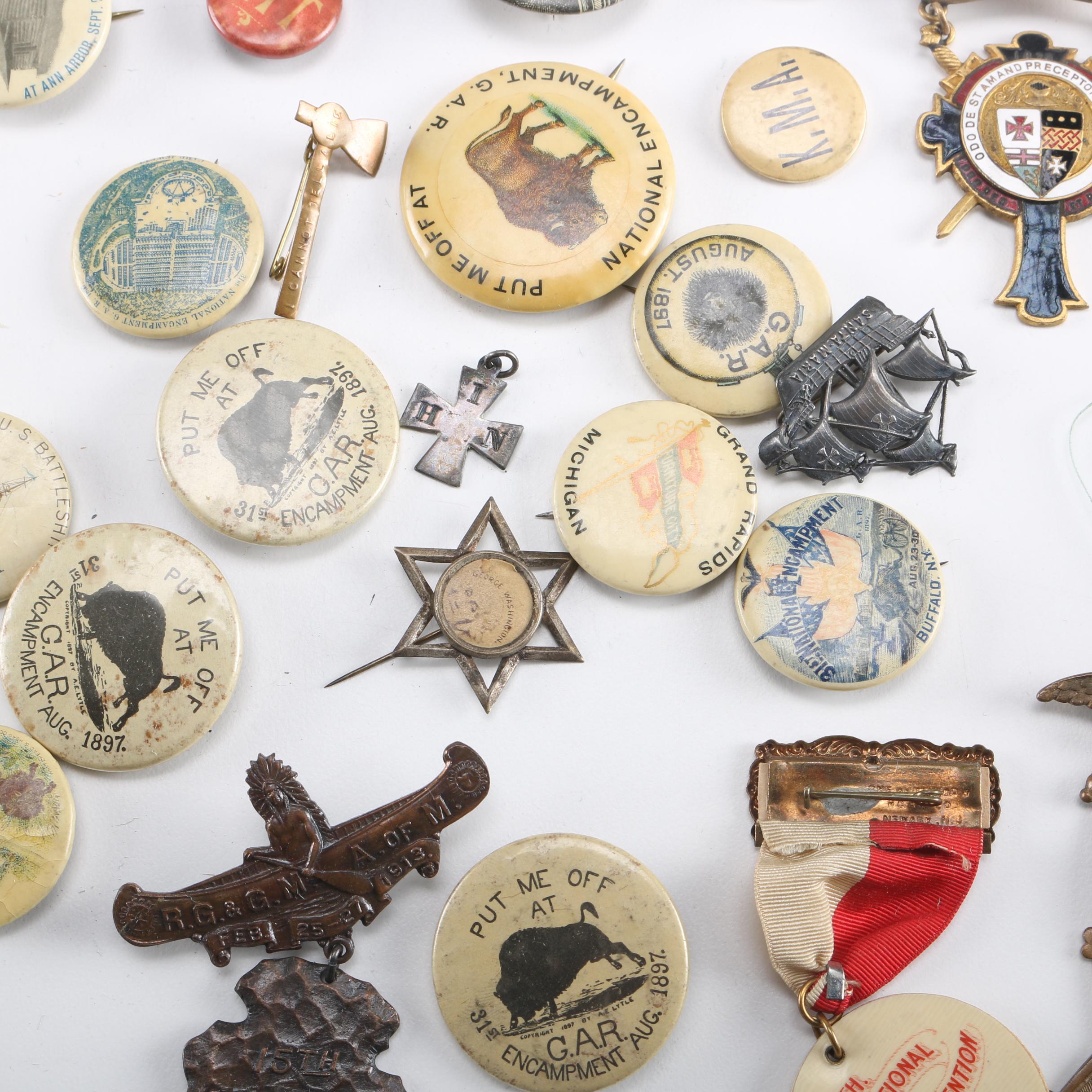 Grand Army of the Republic Antique Pinback Buttons and Medals