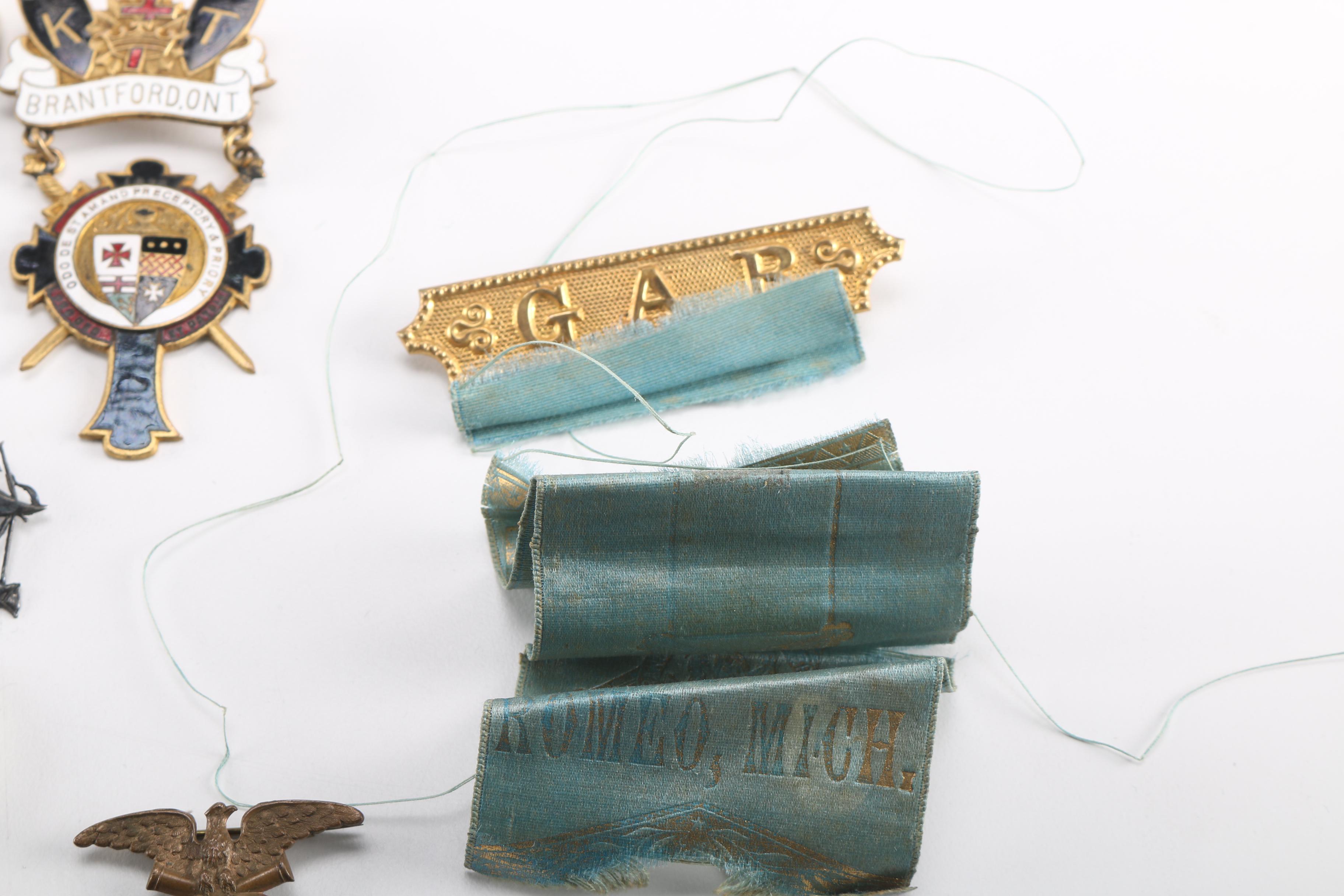 Grand Army of the Republic Antique Pinback Buttons and Medals