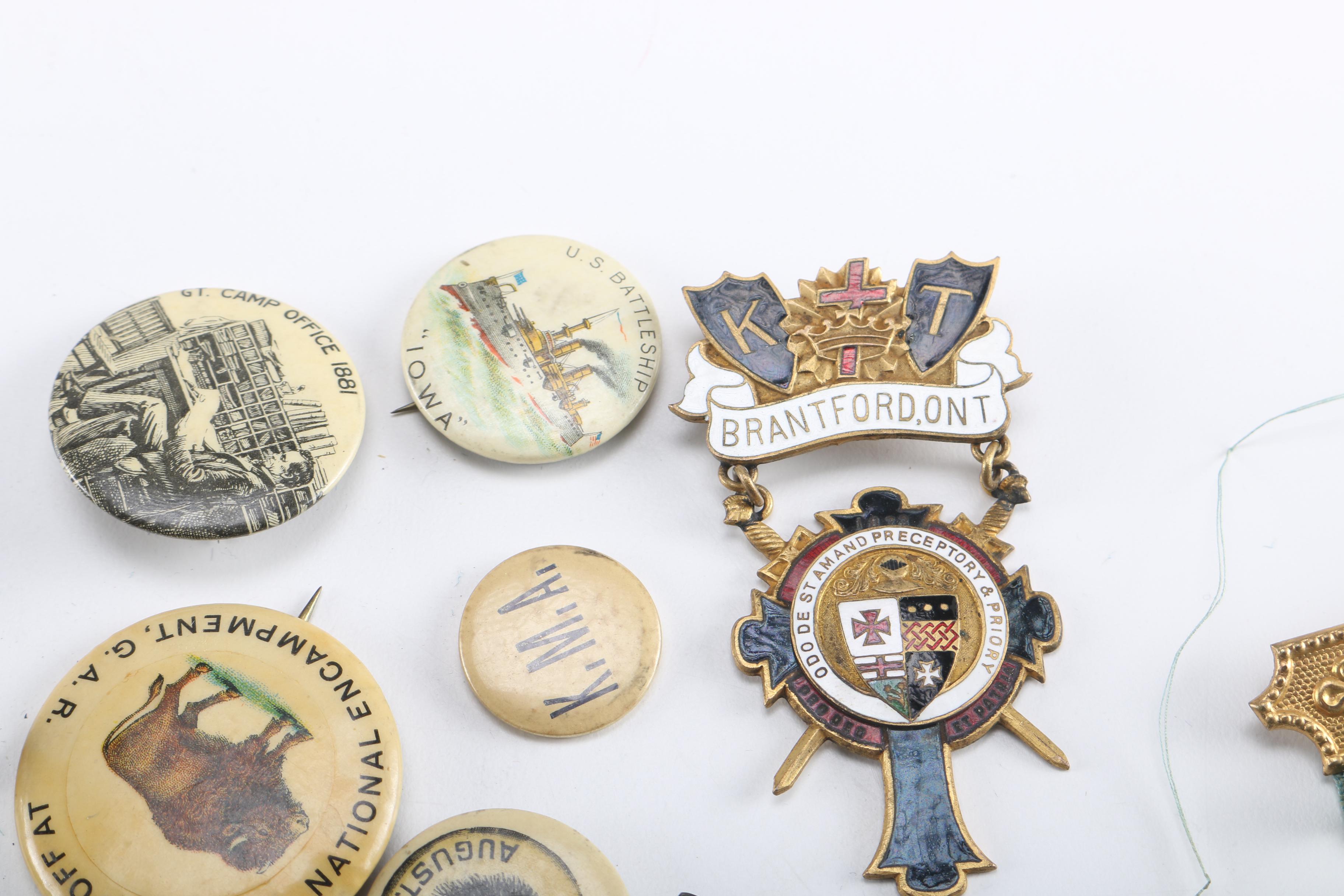 Grand Army of the Republic Antique Pinback Buttons and Medals