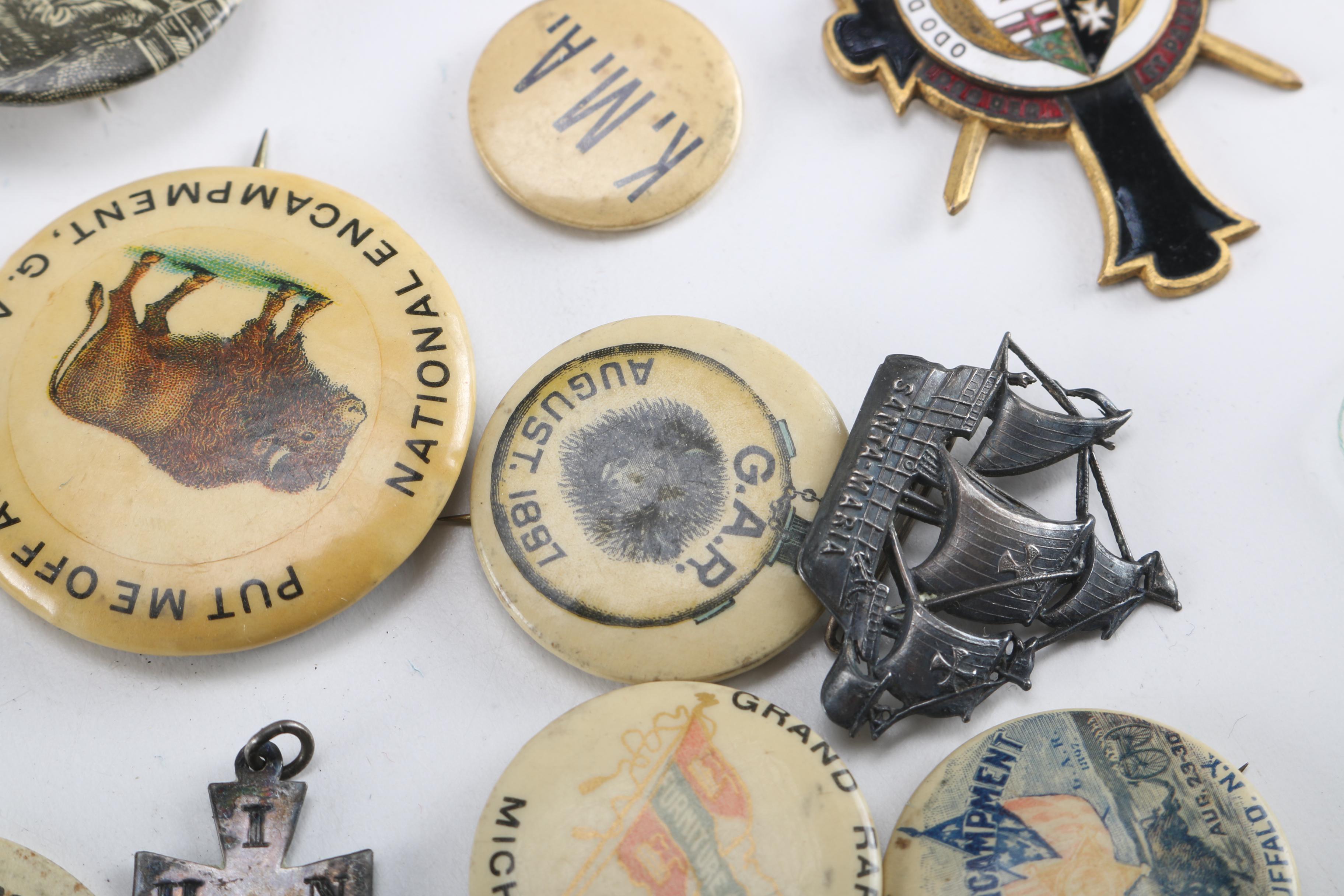 Grand Army of the Republic Antique Pinback Buttons and Medals
