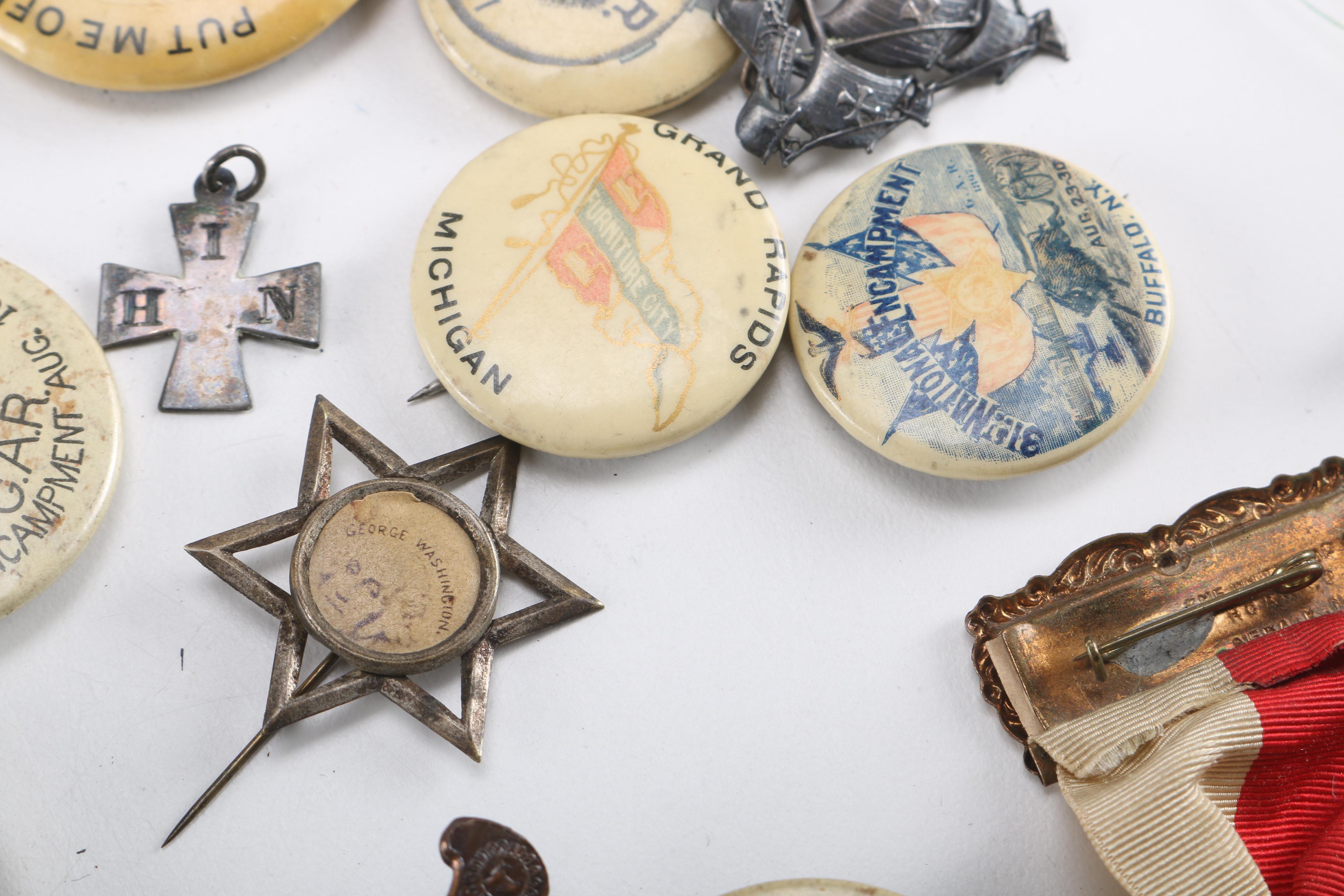 Grand Army of the Republic Antique Pinback Buttons and Medals
