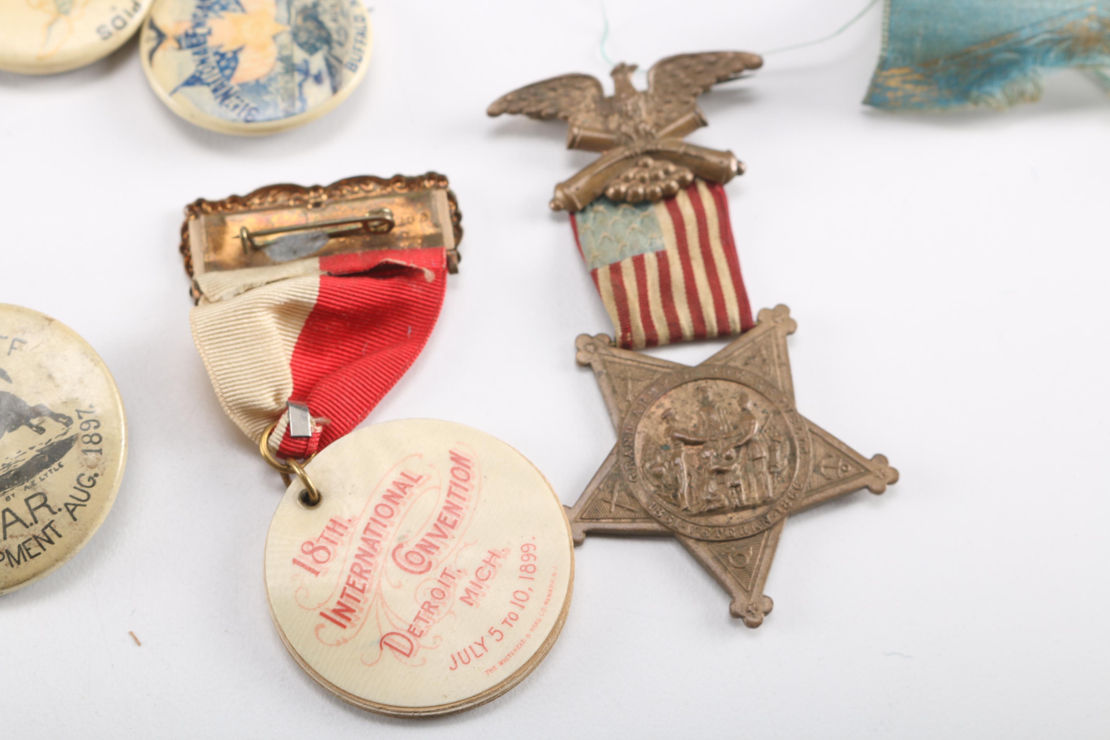 Grand Army of the Republic Antique Pinback Buttons and Medals