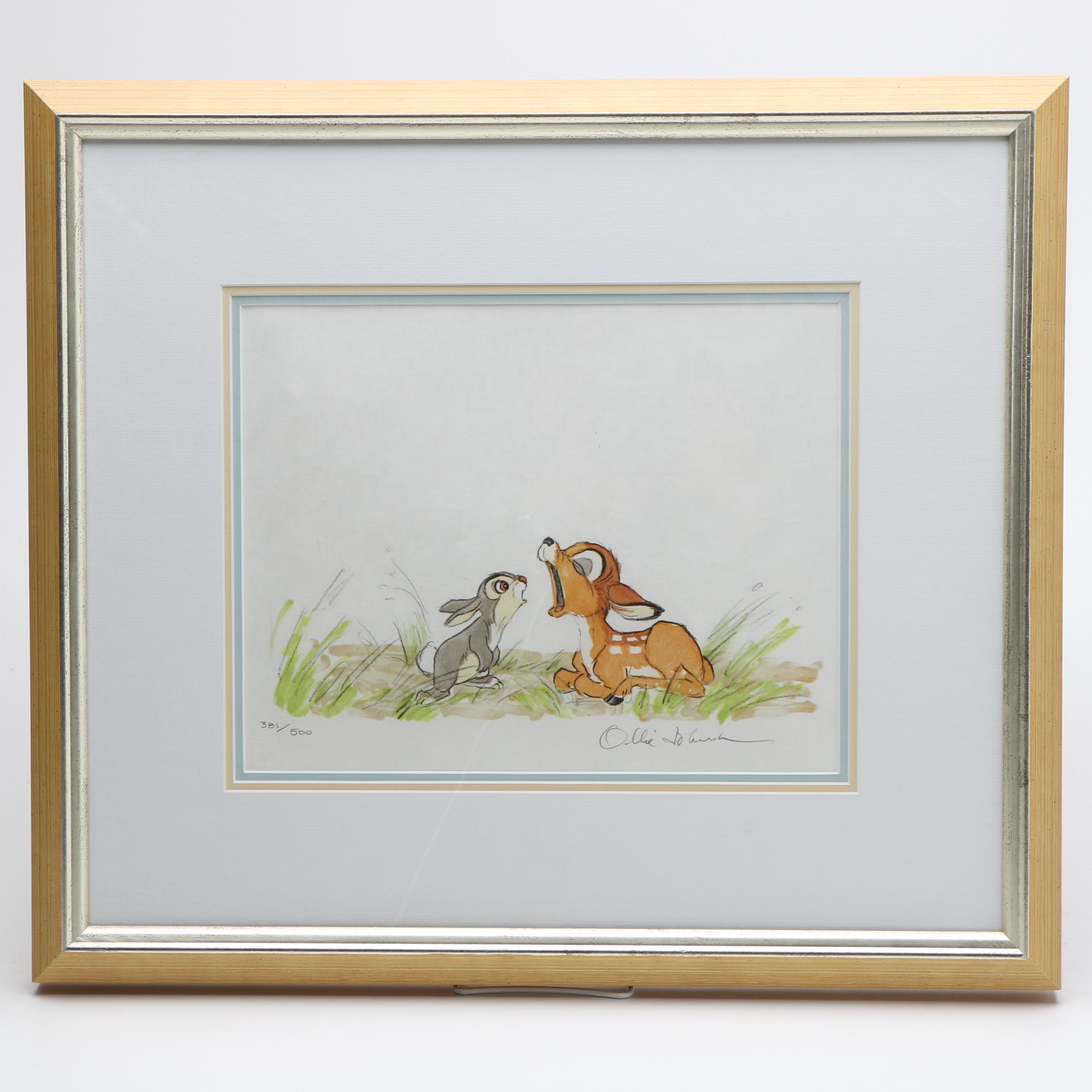 After Ollie Johnston Limited Edition Hand-Colored Lithograph of "Sleepy Bambi"