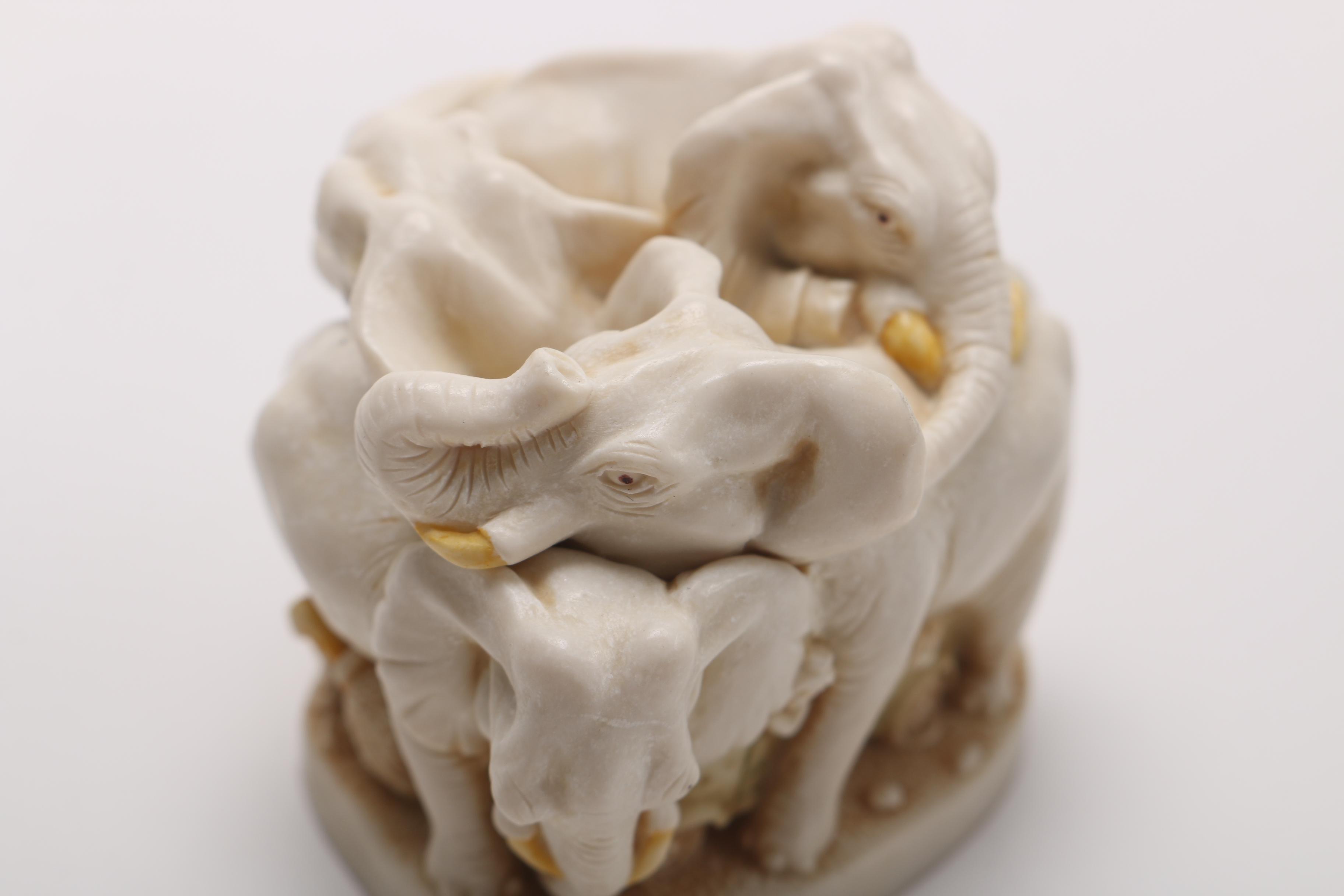 Elephant Figurines Including Trinket Box