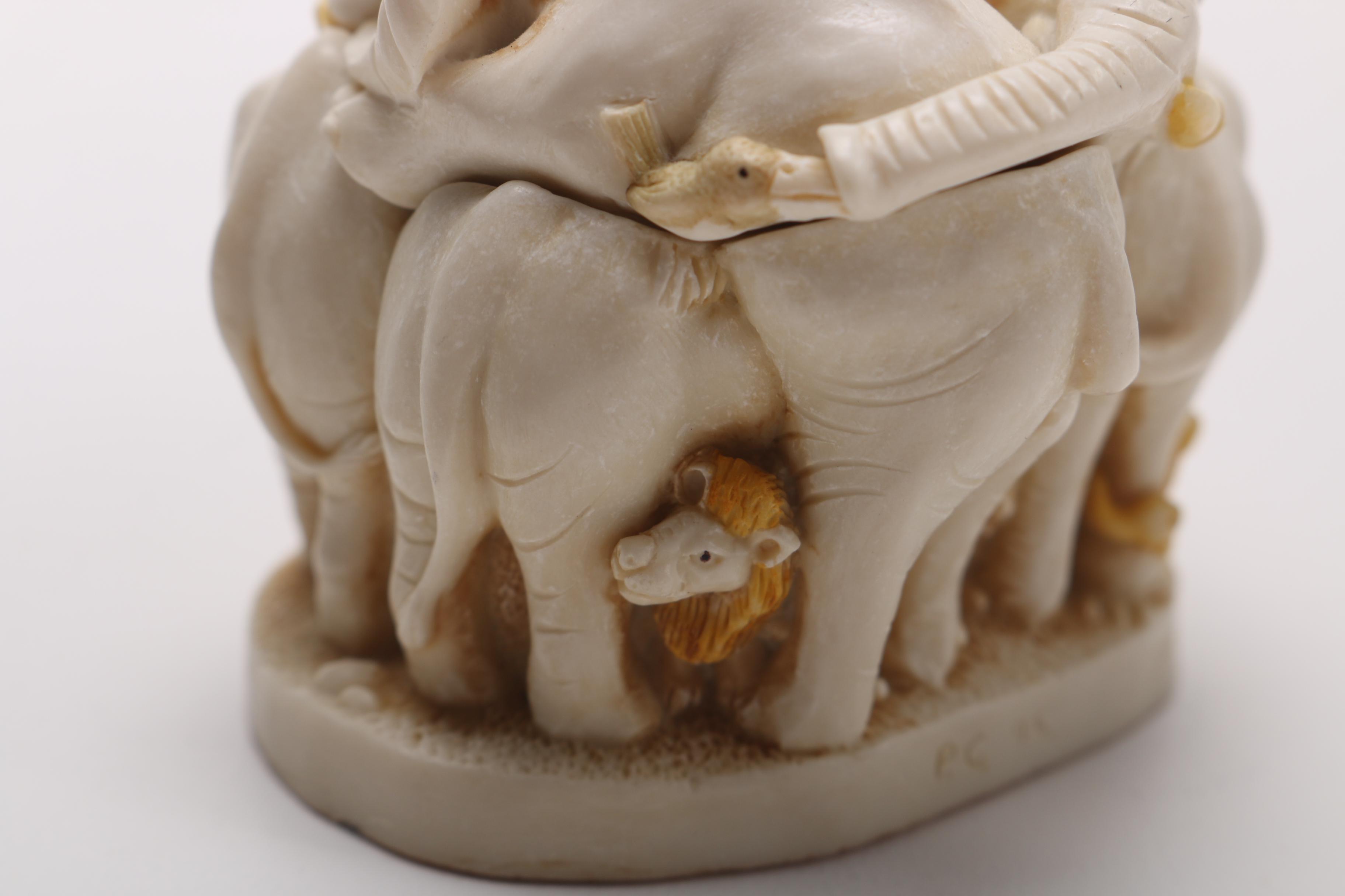 Elephant Figurines Including Trinket Box