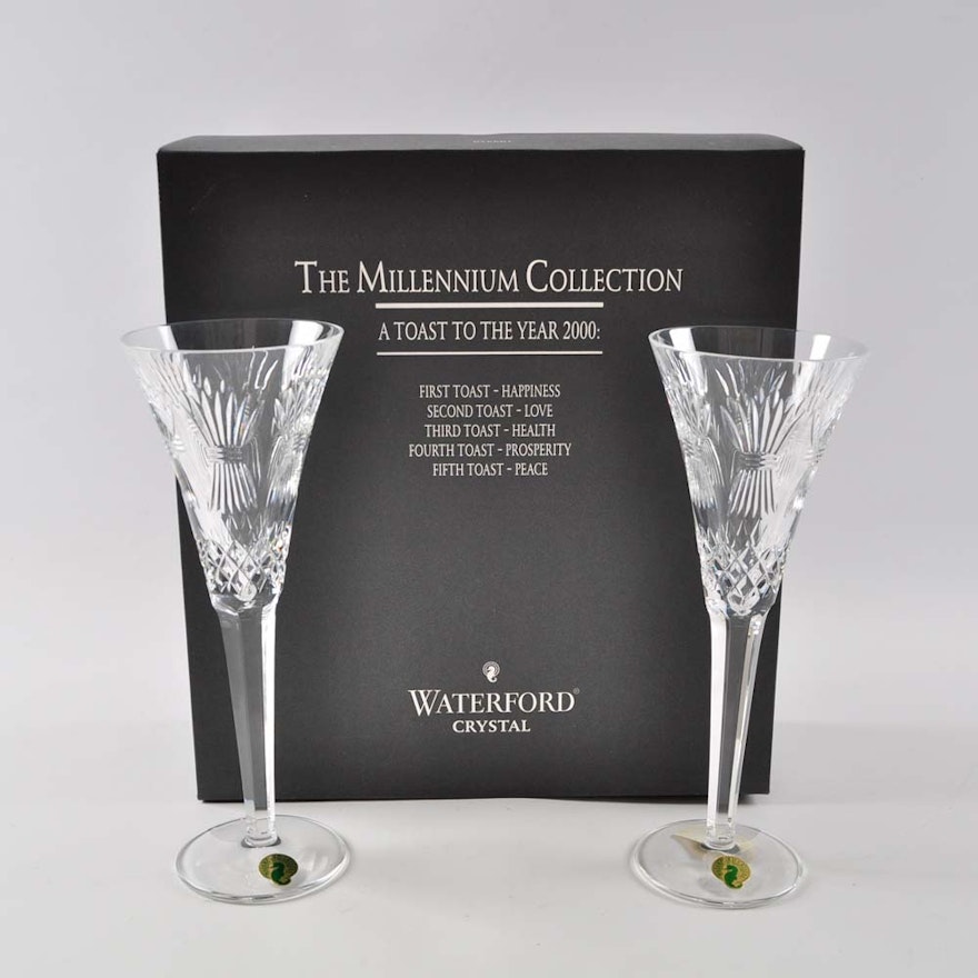 Waterford Crystal Millennium Collection "Prosperity" Toasting Flutes