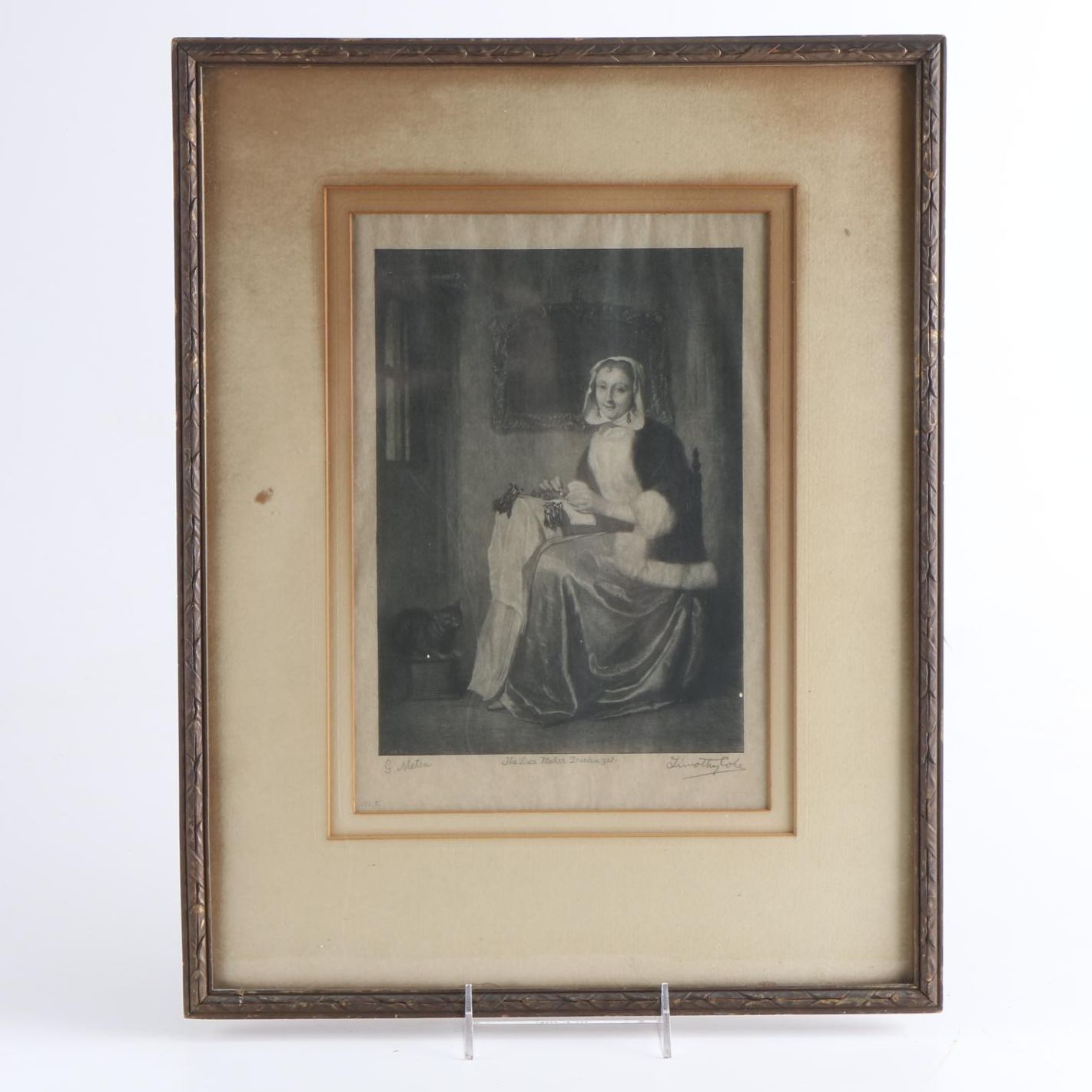 Timothy Cole Engraving After Gabriel Metsu "The Lace Maker"