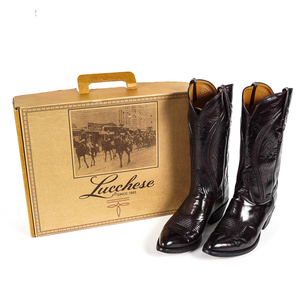 Pair of Men's Black Lucchese Cowboy Boots