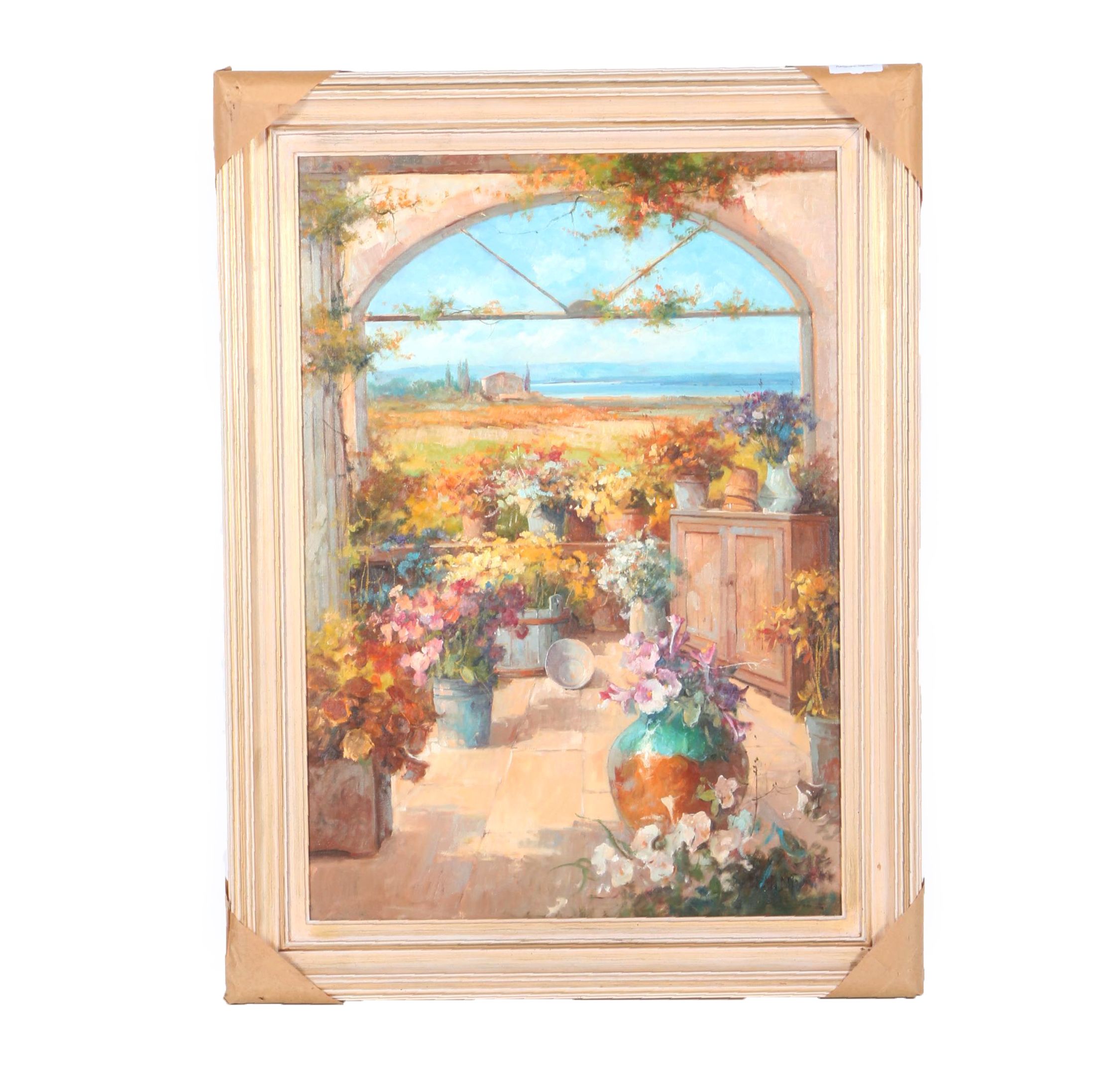 Raffandre Oil Painting on Canvas "Garden Landscape"