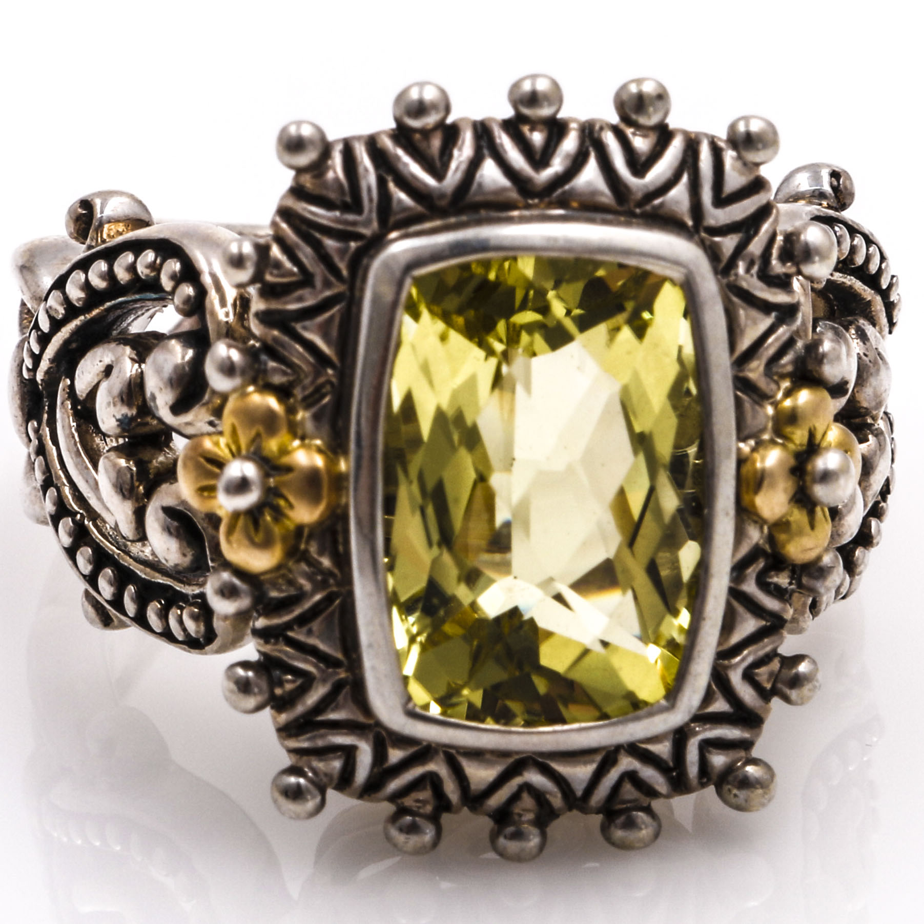 Bixby Sterling Silver and 18K Yellow Gold Amethyst and Lemon Citrine Rings