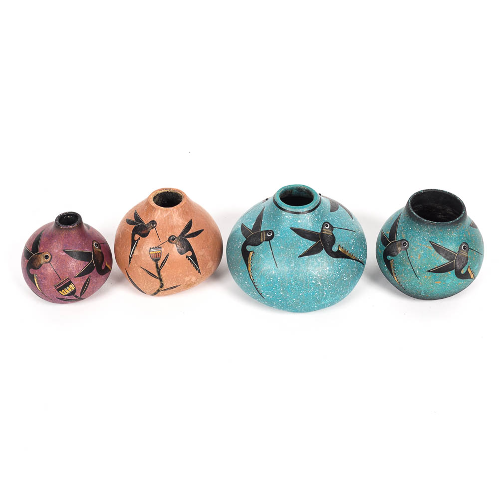 Robert Rivera Gourd Art Vases Featuring Hummingbirds