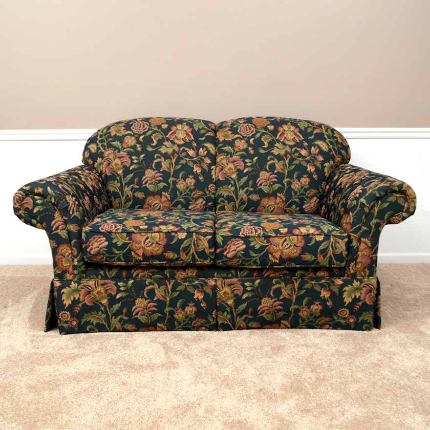 Black, Red, And Green Floral Loveseat