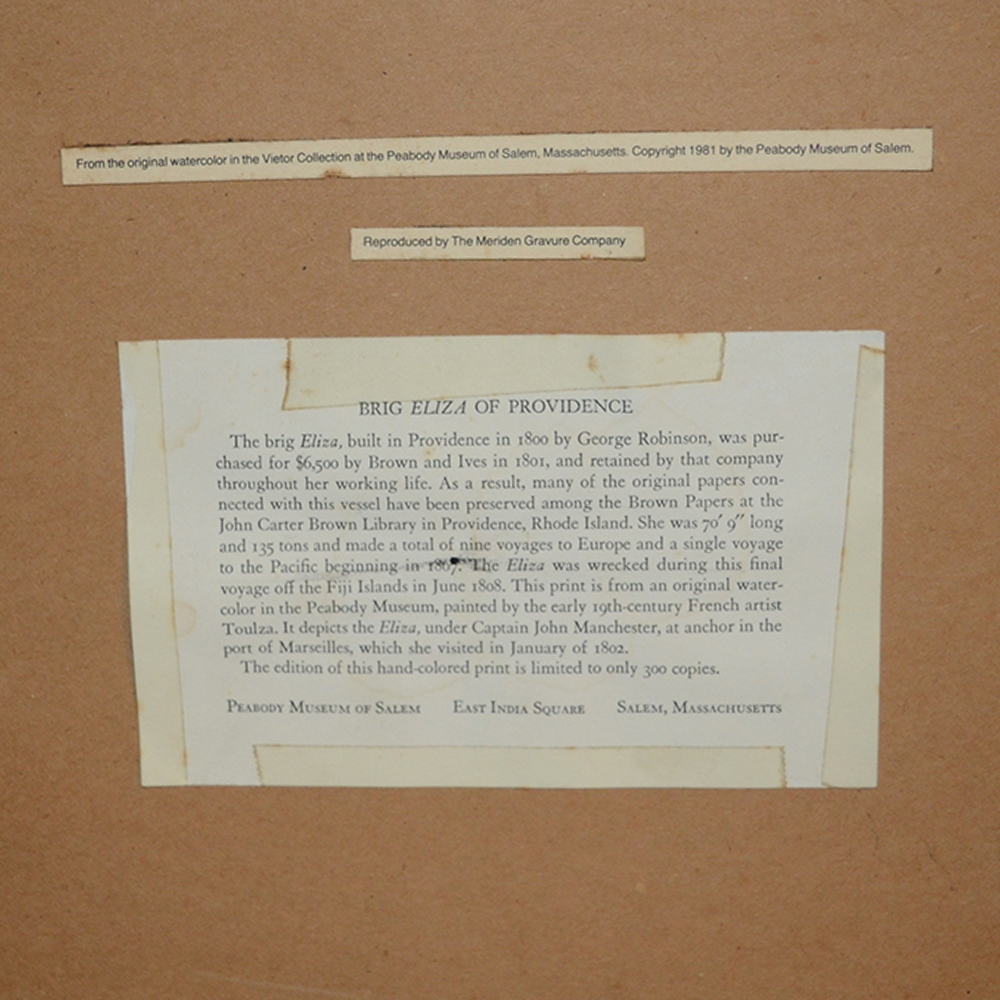 Framed Lithograph "Eliza of Providence"