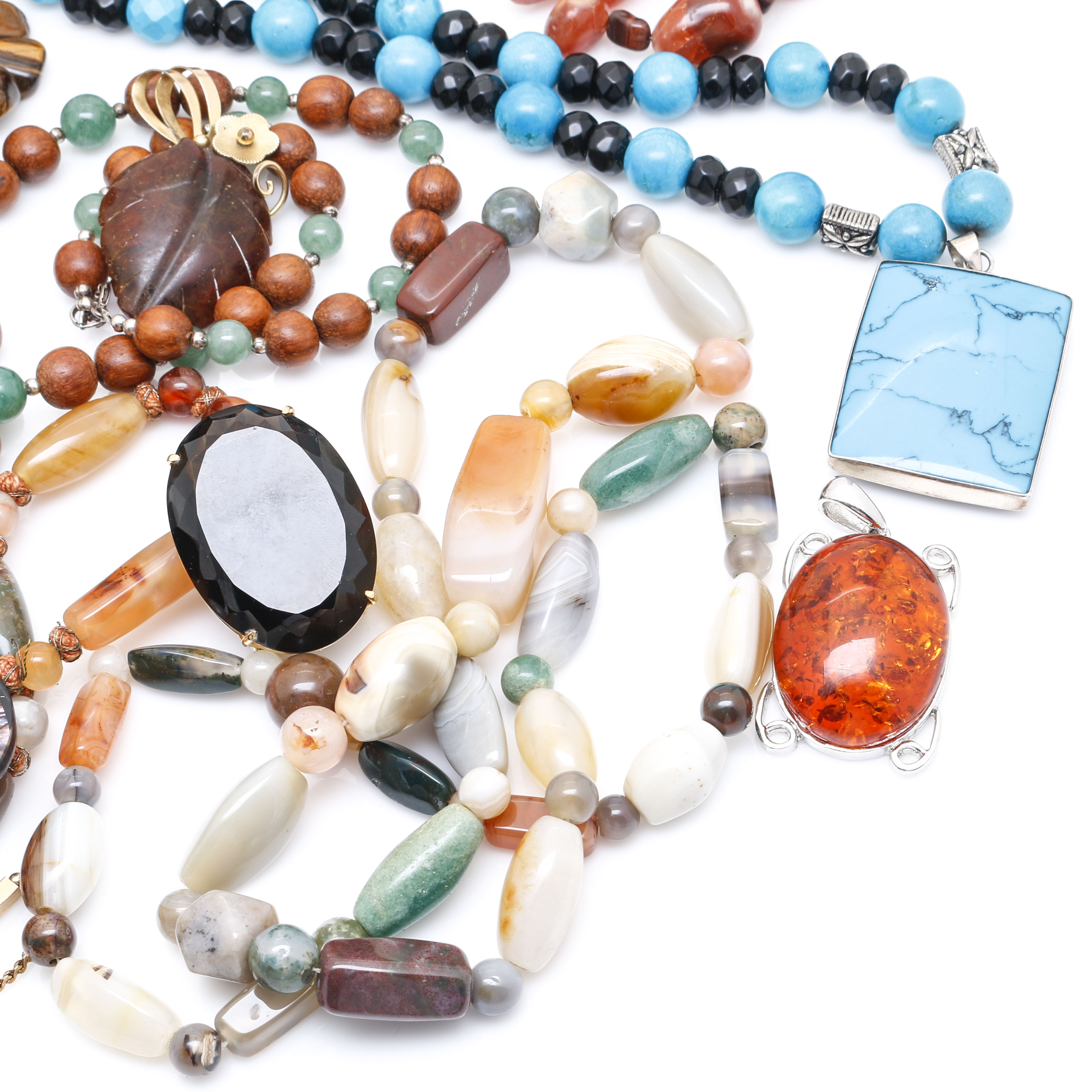 Costume Jewelry Assortment With Various Gemstones