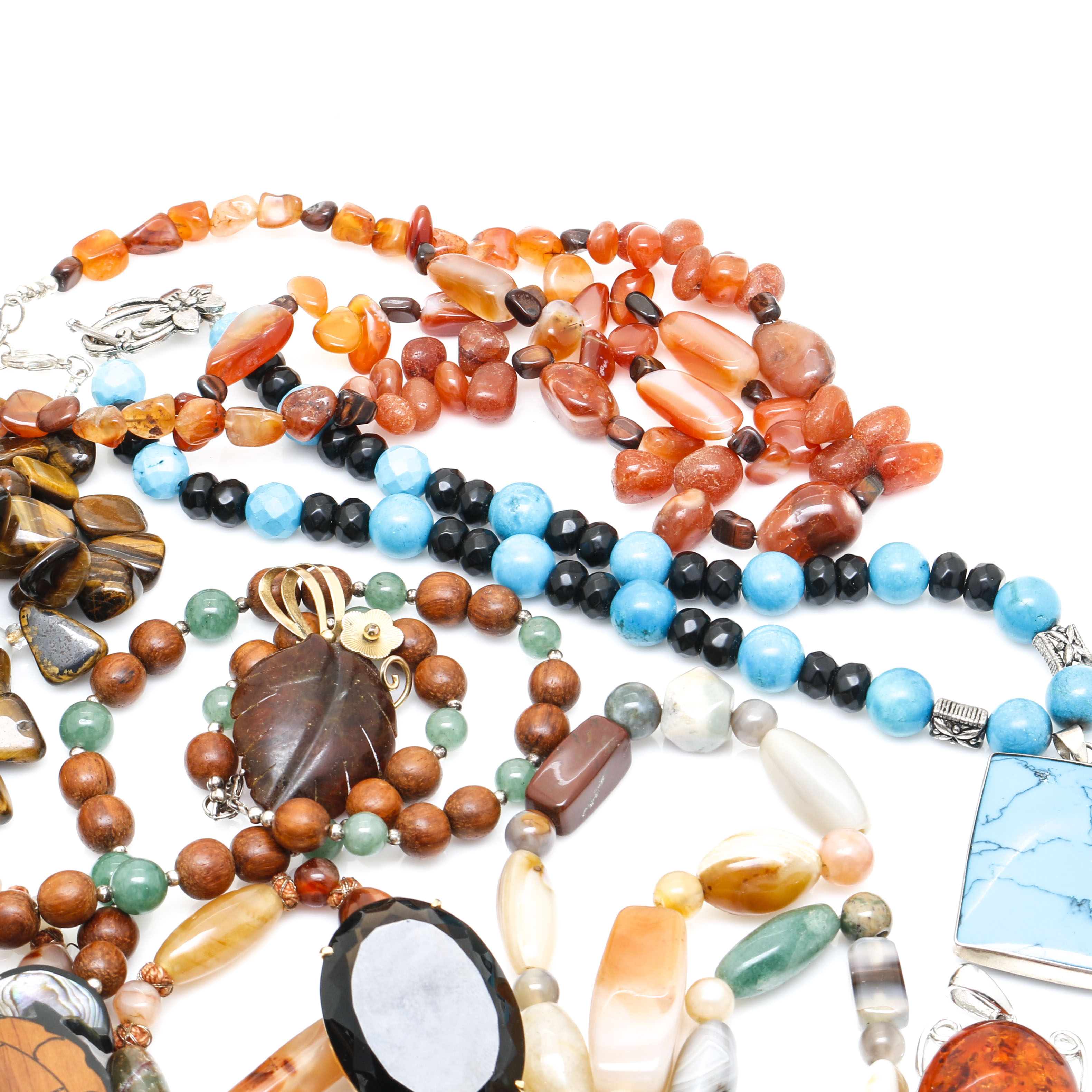 Costume Jewelry Assortment With Various Gemstones