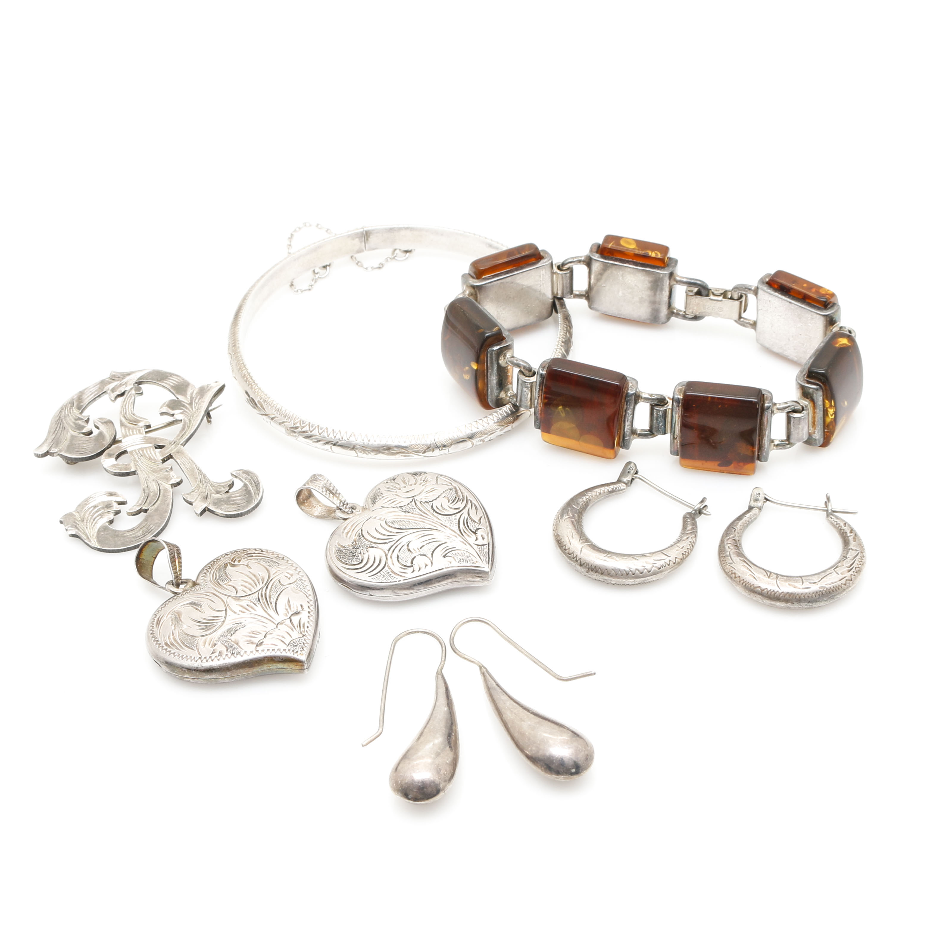 Sterling Silver and Amber Jewelry