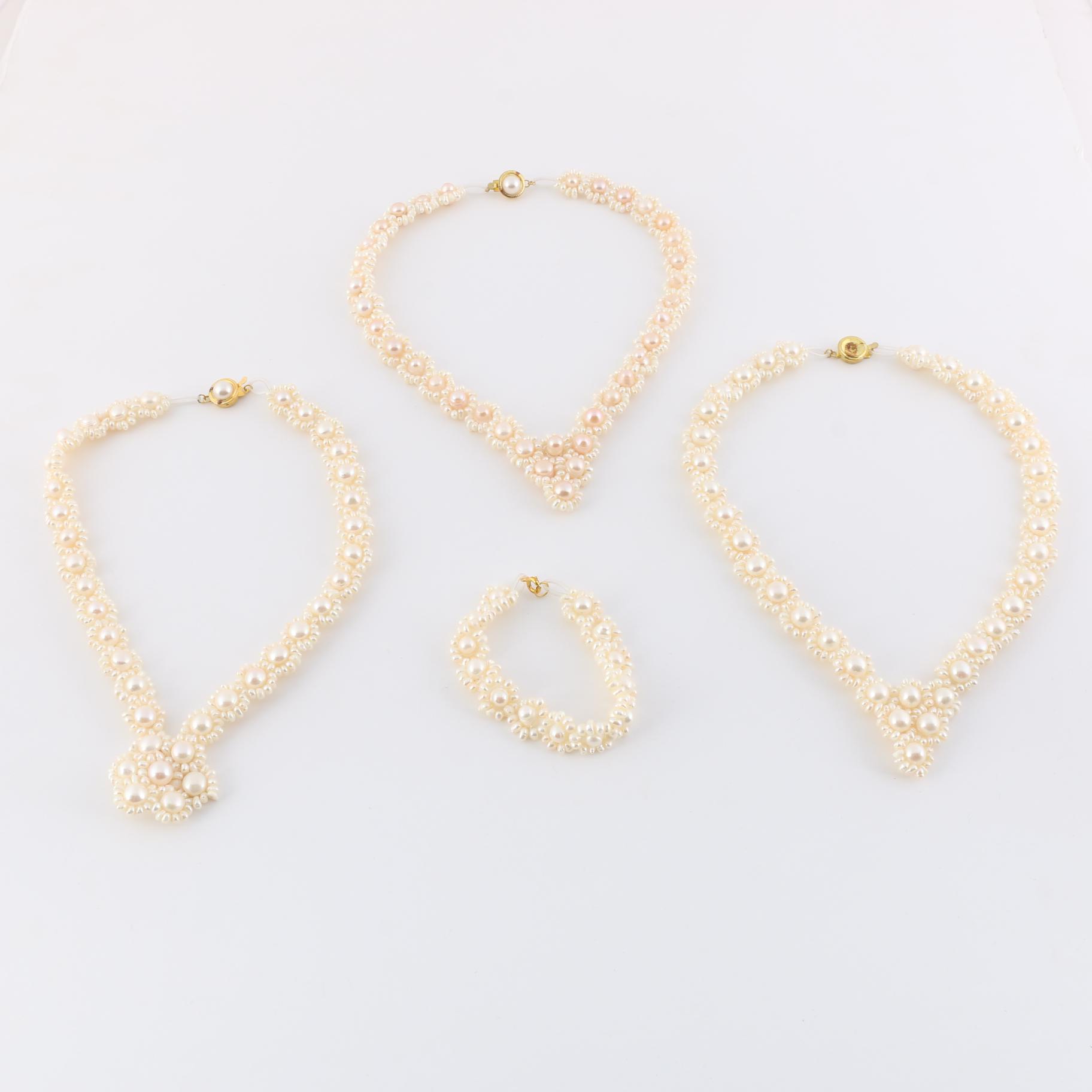 Cultured Pearl Necklaces and Bracelet