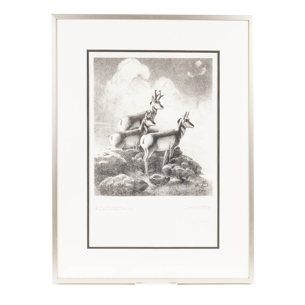 W. Herbert Dunton Original Drawing "Over The Great Plains"