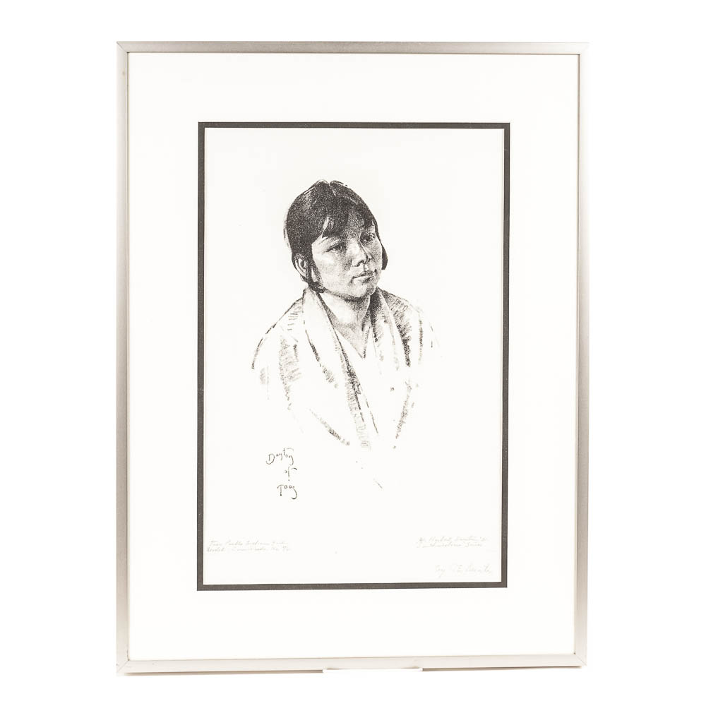 W. Herbert Dunton Original Drawing "Taos Pueblo Indian Girl"
