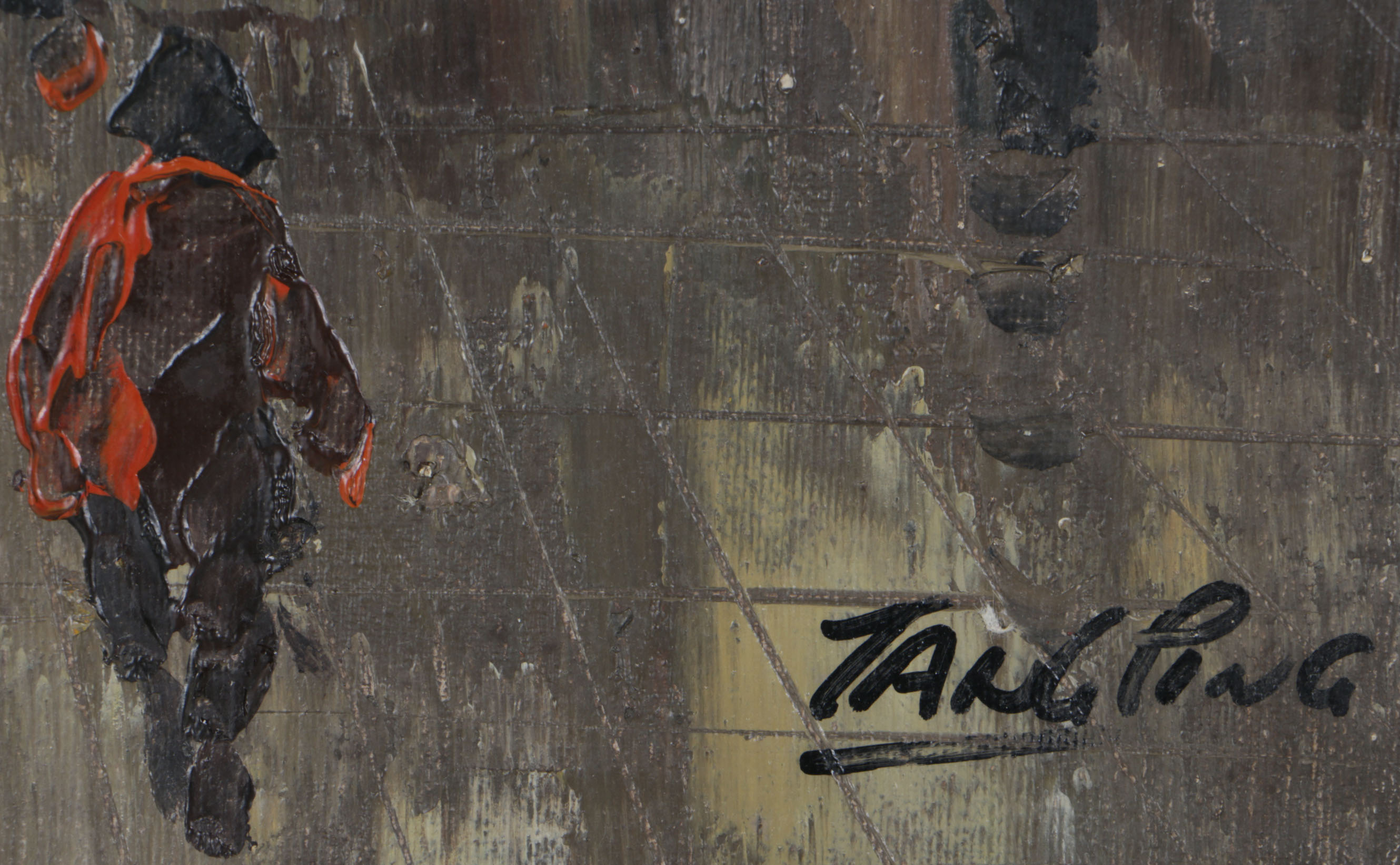 Tang Ping Acrylic on Canvas Hong Kong Street Scene