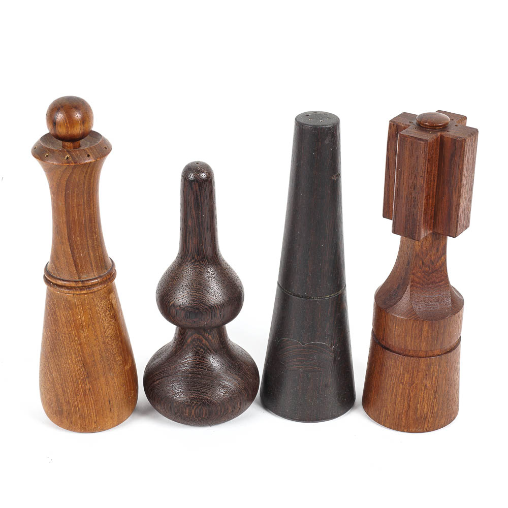 Group of Dansk Teak Salt and Pepper Shakers