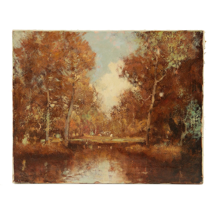 George Thompson Pritchard Oil Painting on Canvas Riverscape