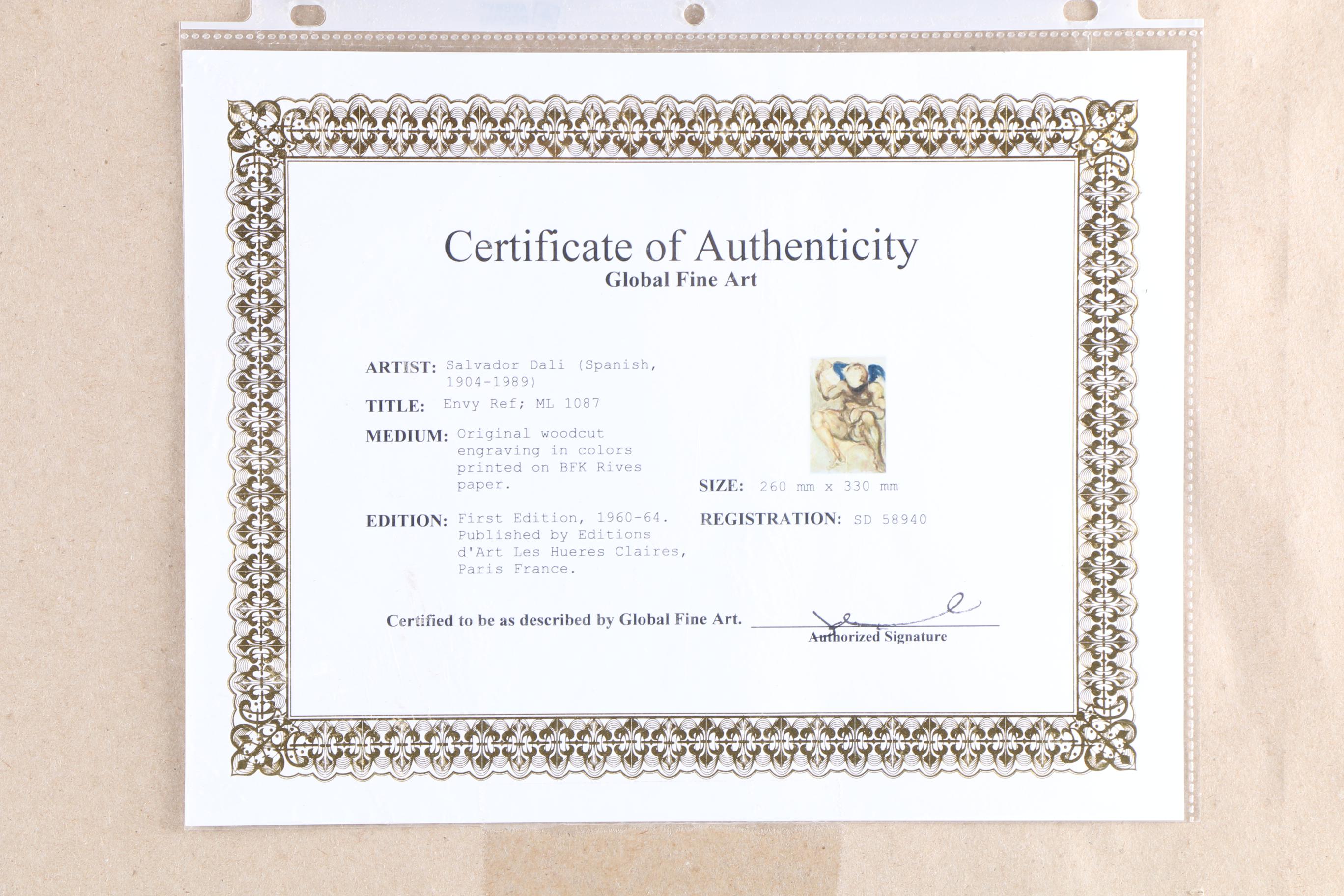 Salvador Dali Wood Engraving "Purgatory Canto 15" from Divine Comedy Series