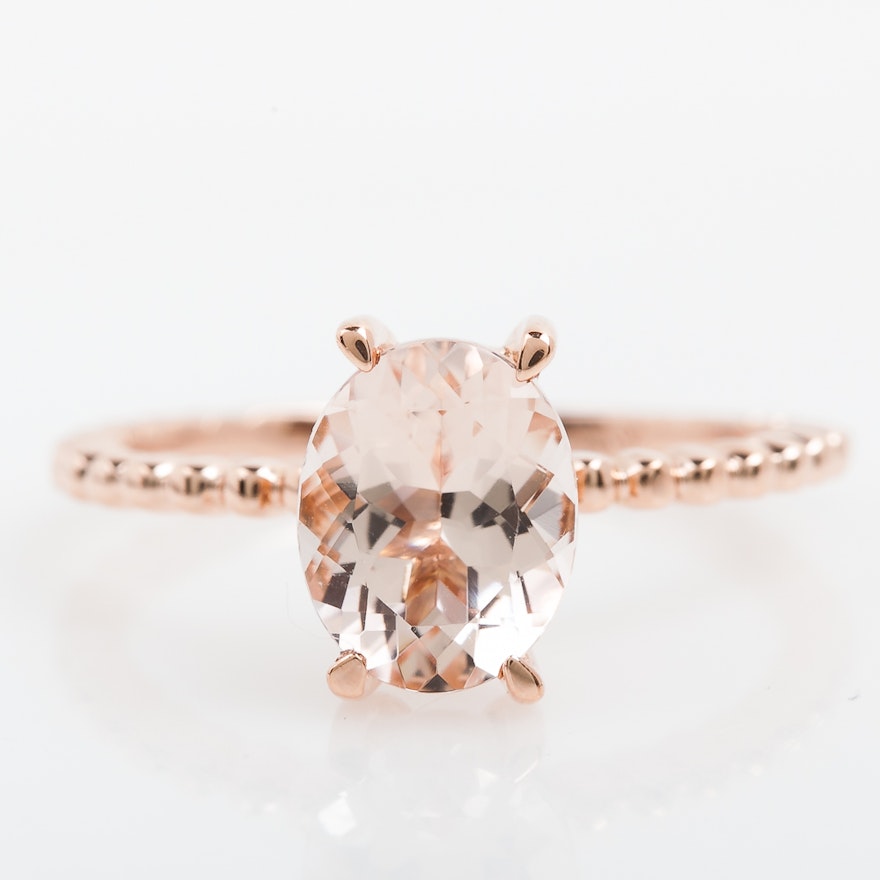 14K Rose Gold and Morganite Solitaire Ring