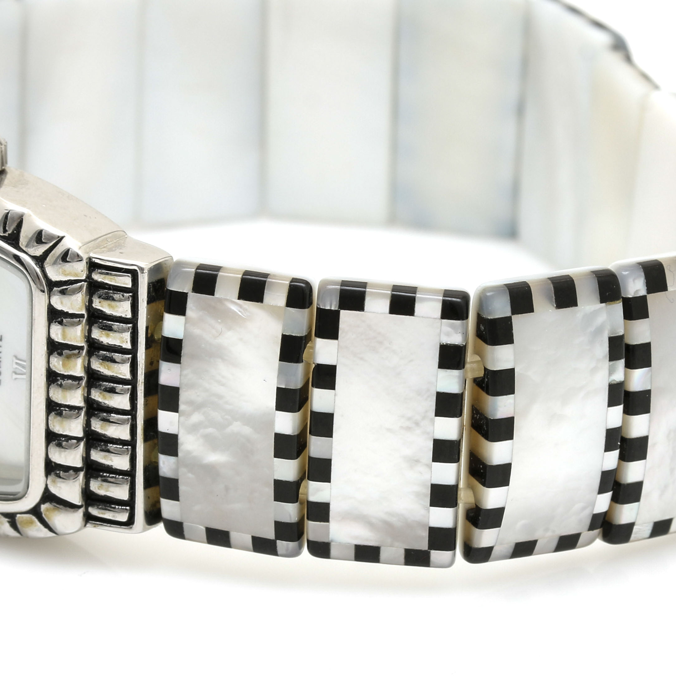 Silver-Tone Mother of Pearl Aria Quartz Watch