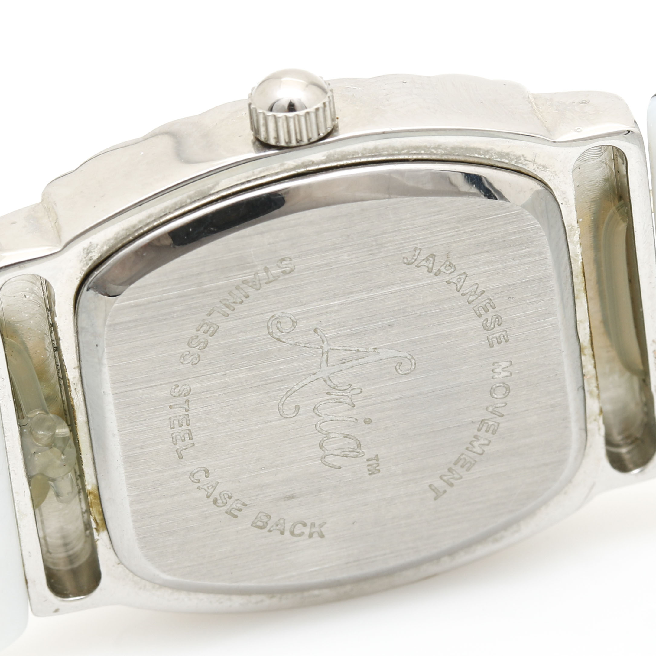 Silver-Tone Mother of Pearl Aria Quartz Watch