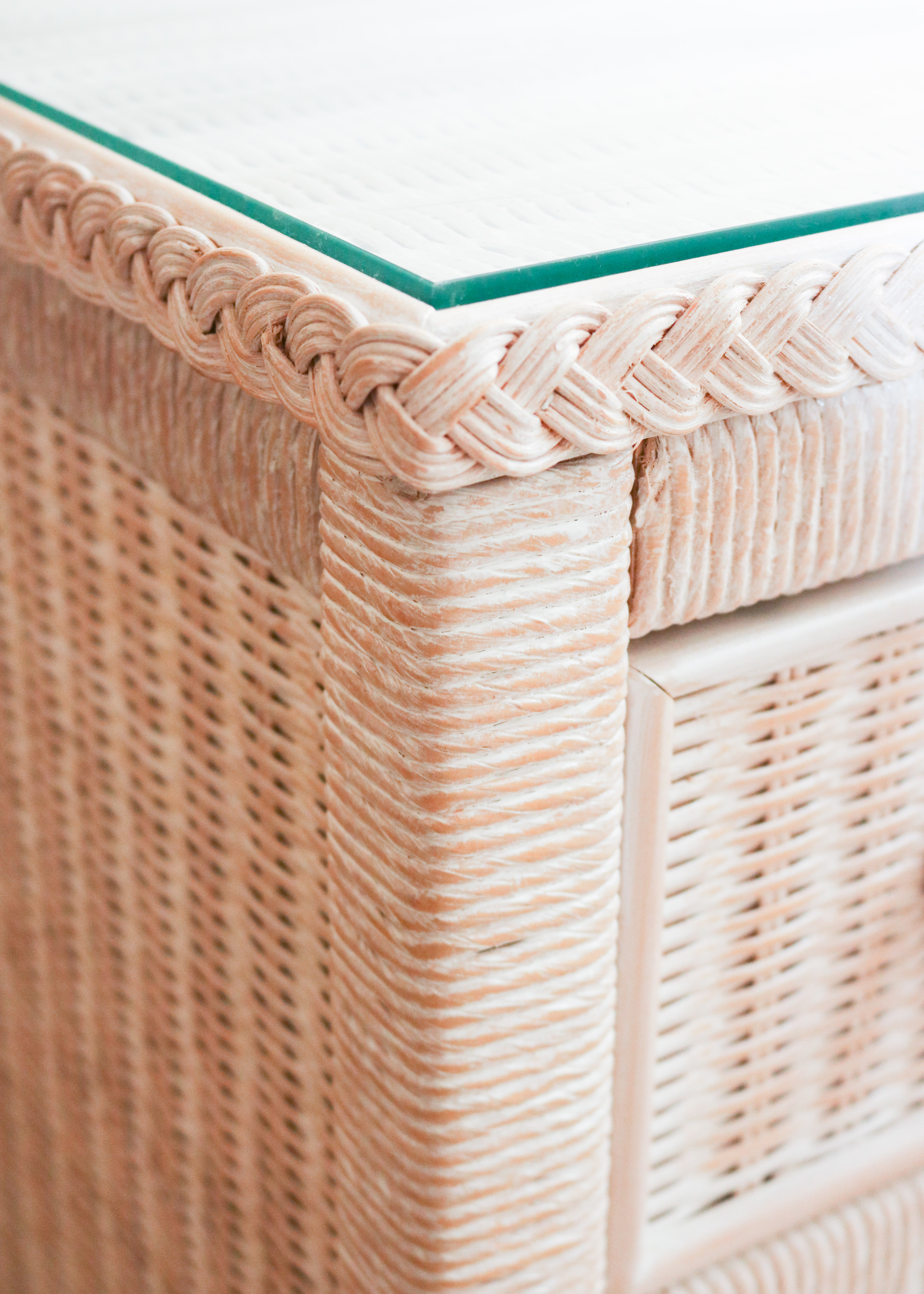 Lexington Furniture White Wicker Dresser, Mirror, and Nightstands