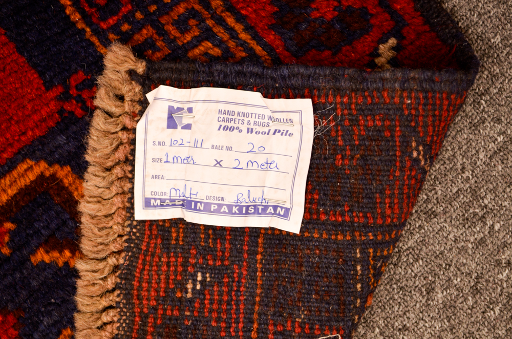 Vintage Hand-Knotted Pak-Baluch Area Rug