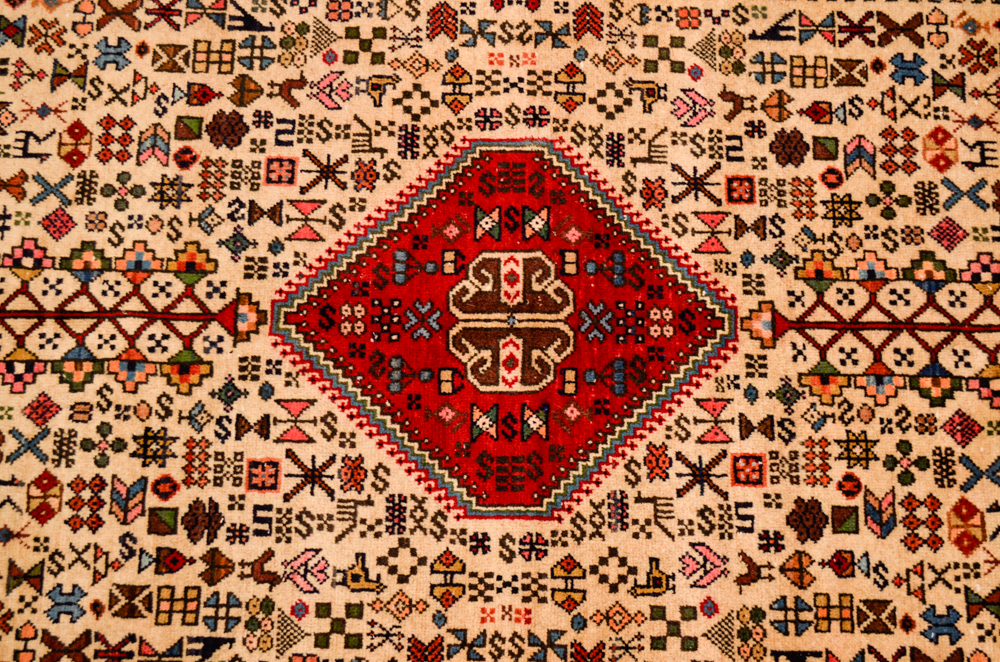 Hand-Woven Wool Persian Abadeh Area Rug