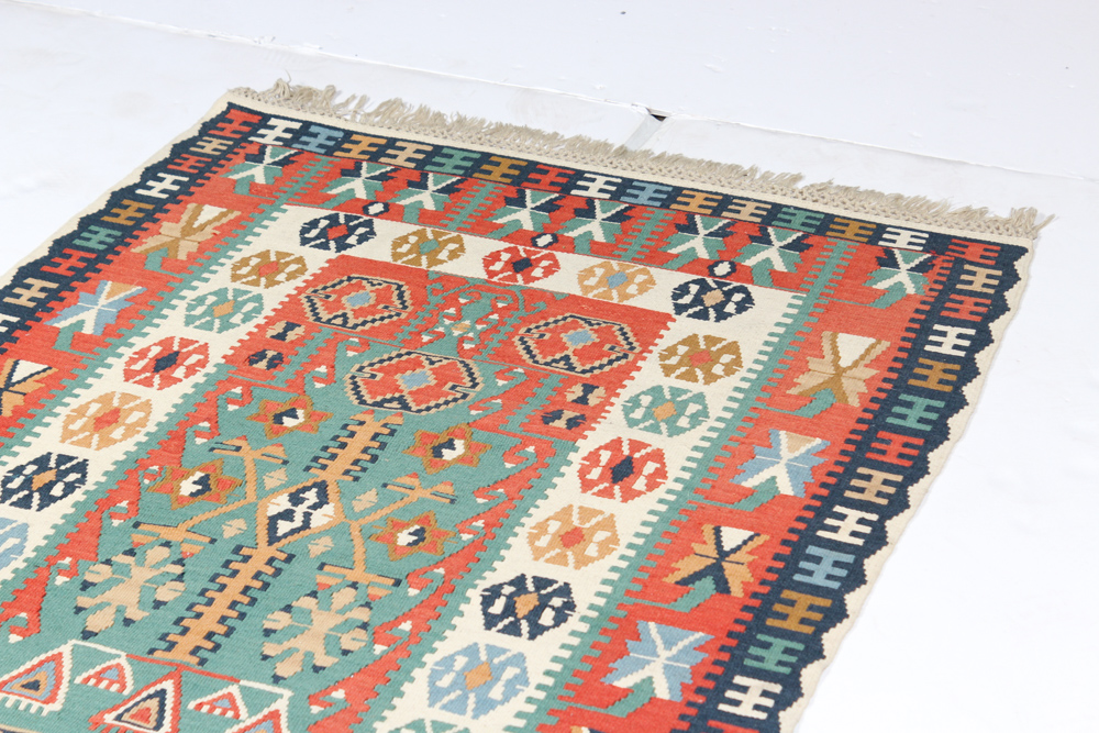 Hand-Knotted Turkish Caucasian Kilim