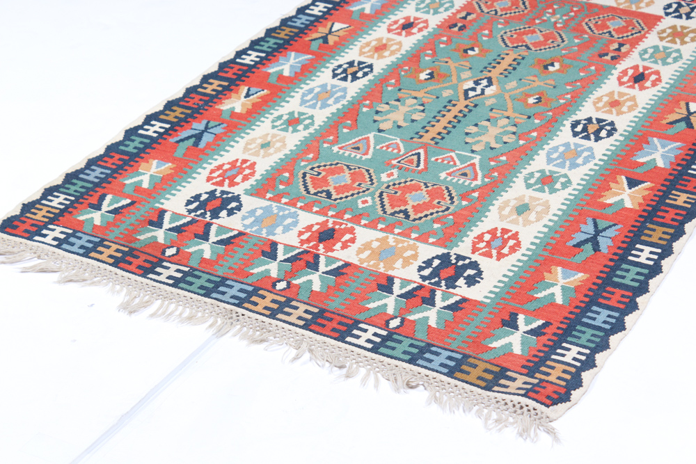 Hand-Knotted Turkish Caucasian Kilim