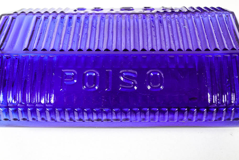 Set of Three Antique Blue Glass Bottles