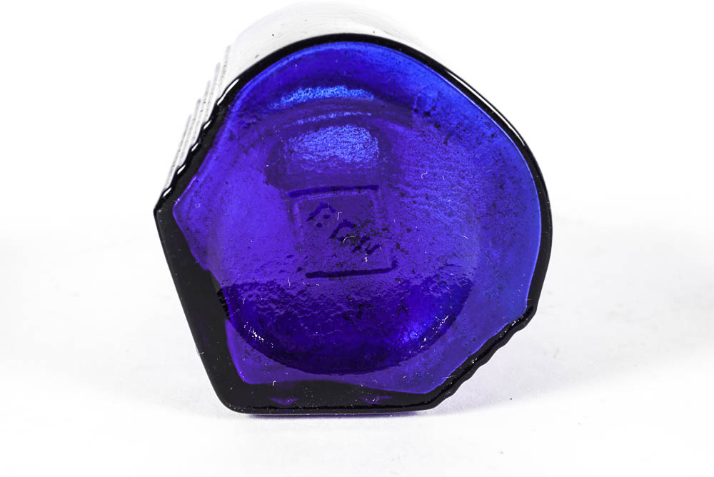 Set of Three Antique Blue Glass Bottles