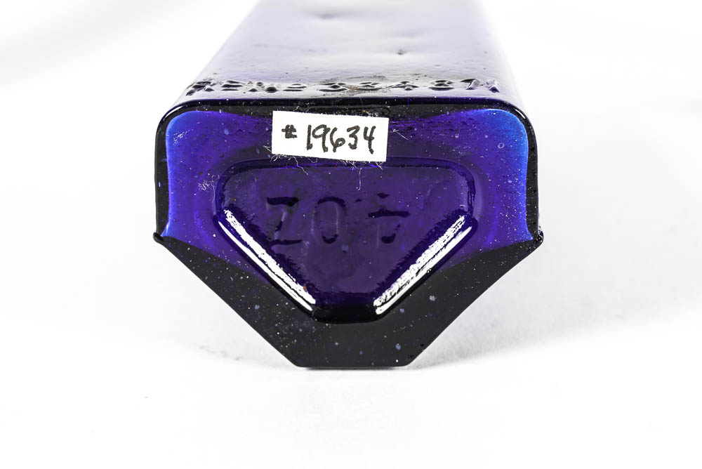 Set of Three Antique Blue Glass Bottles