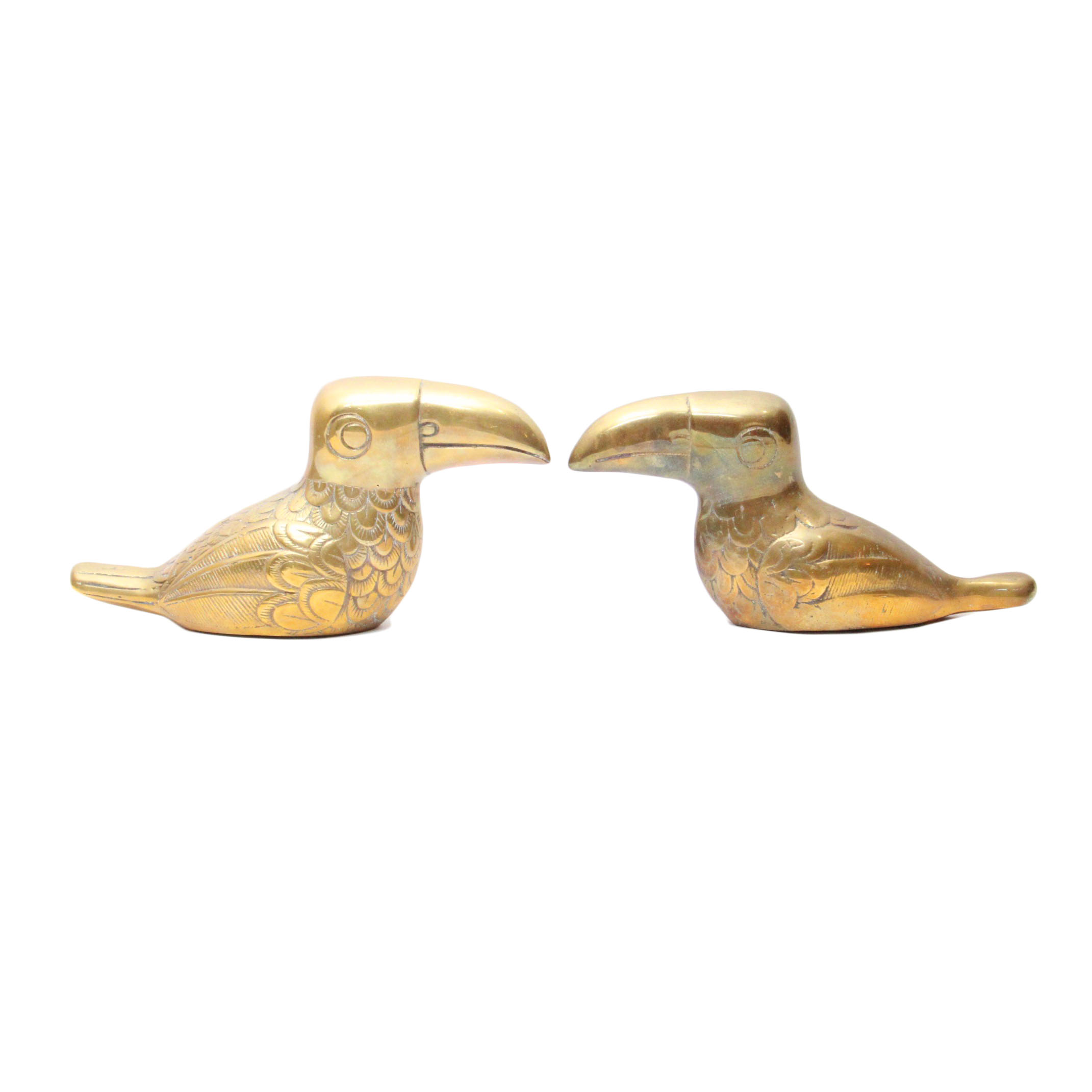 Pair of Brass Toucans