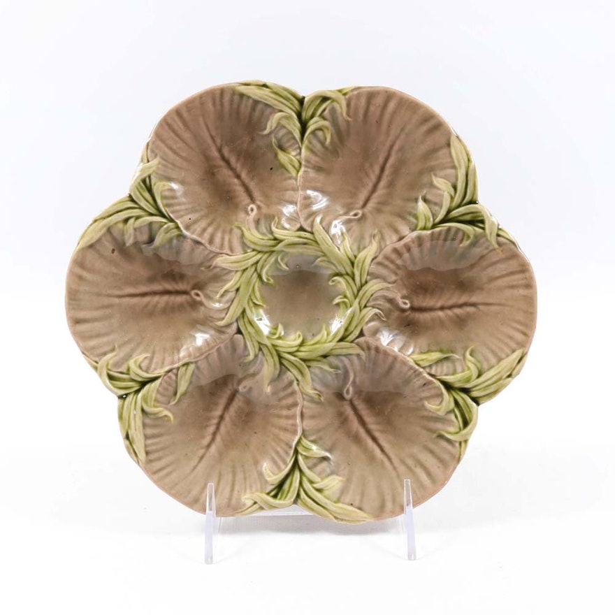 Antique Luneville Majolica Oyster Plate