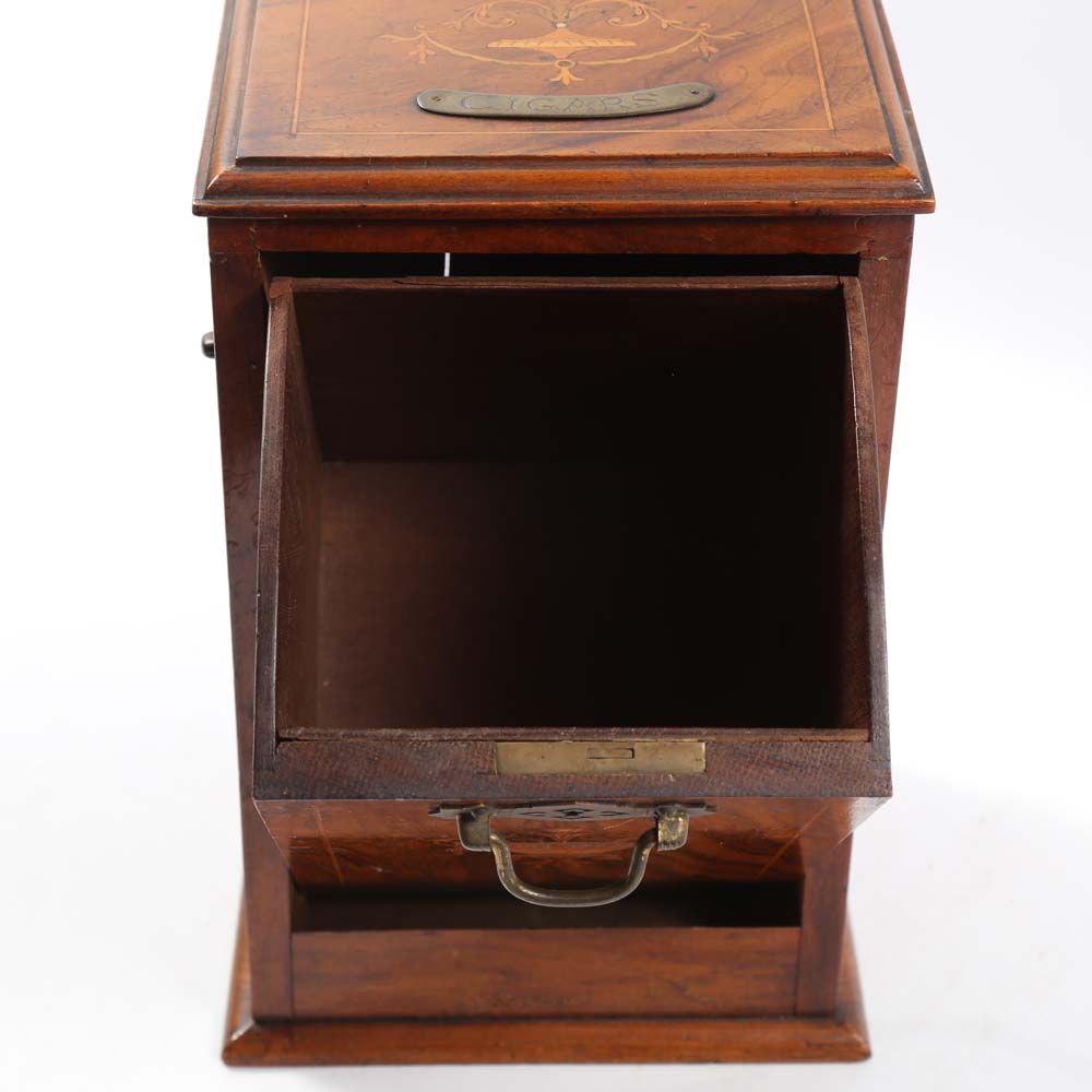 Vintage Mahogany Vertical Cigar Box