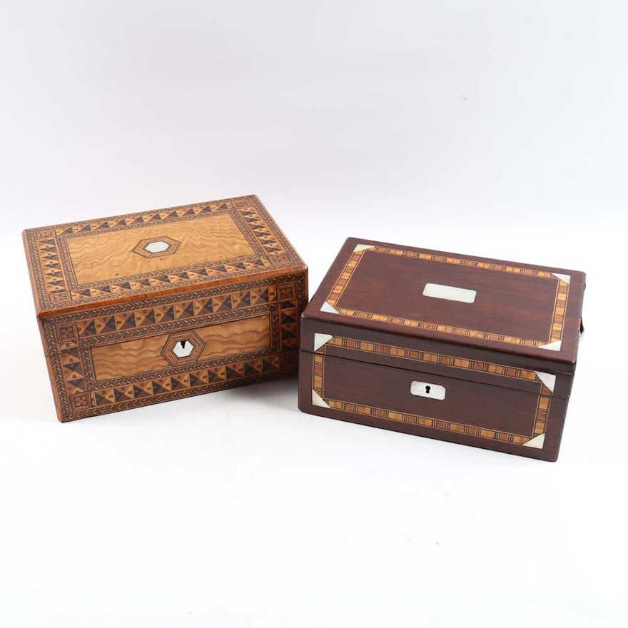 Wooden Boxes Featuring Exotic Wood and Mother-of-Pearl Inlay