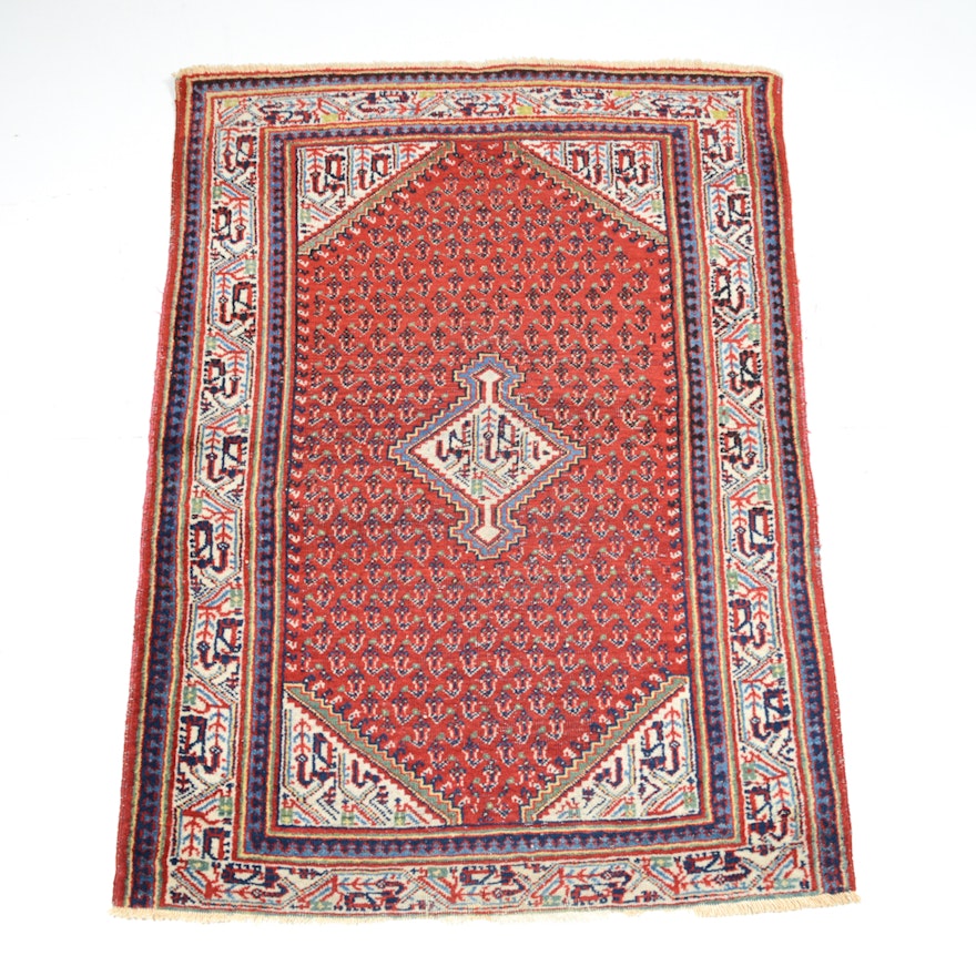 Semi-Antique Hand-Knotted Persian Mir Serabend Area Rug