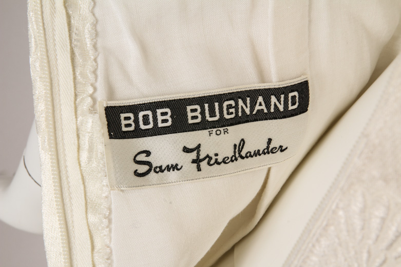 1960s Bob Bugnand Silk Brocade Evening Gown with Fur Trim