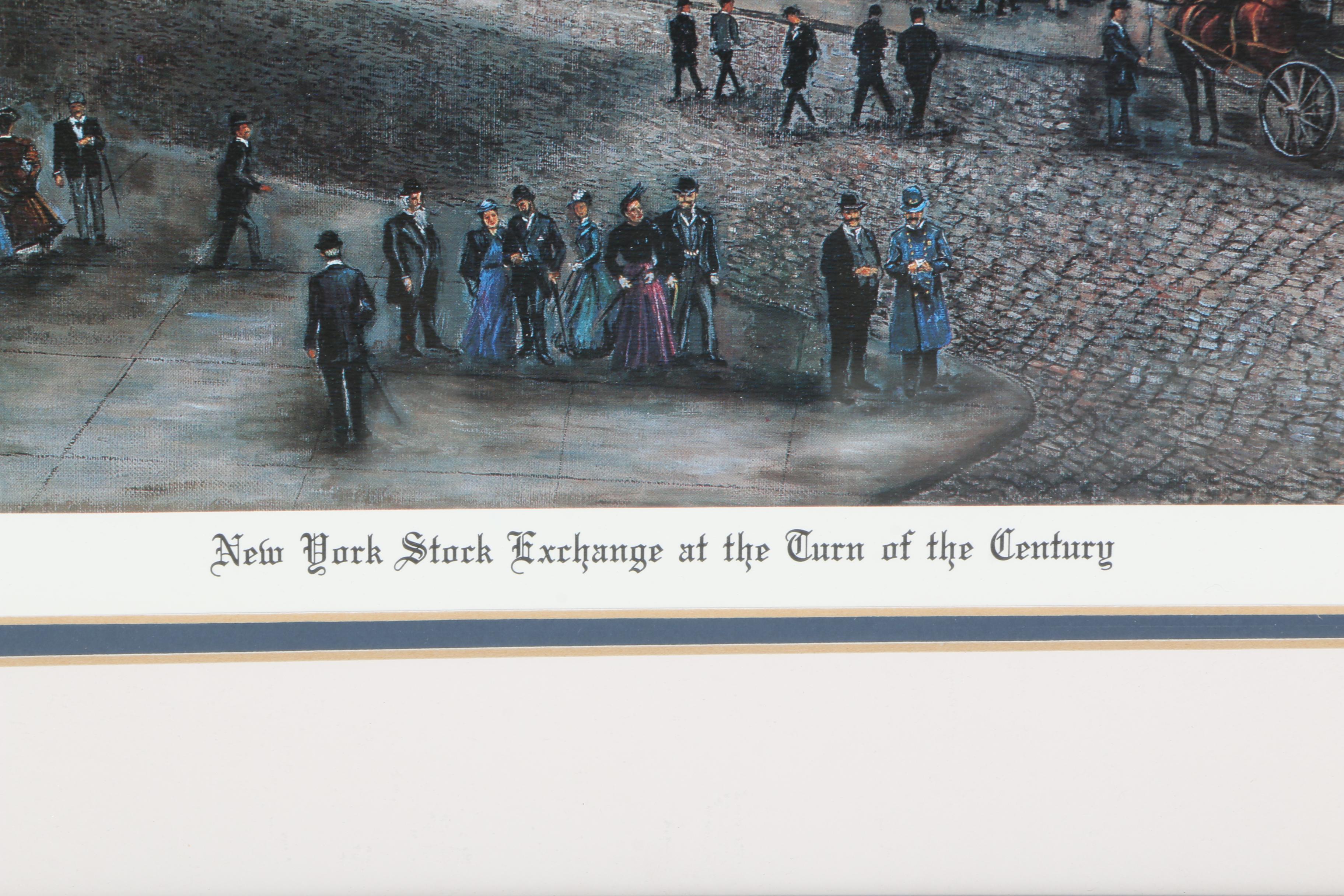 Clementine Judge Signed Offset Lithograph "New York Stock Exchange At The Turn Of The Century"