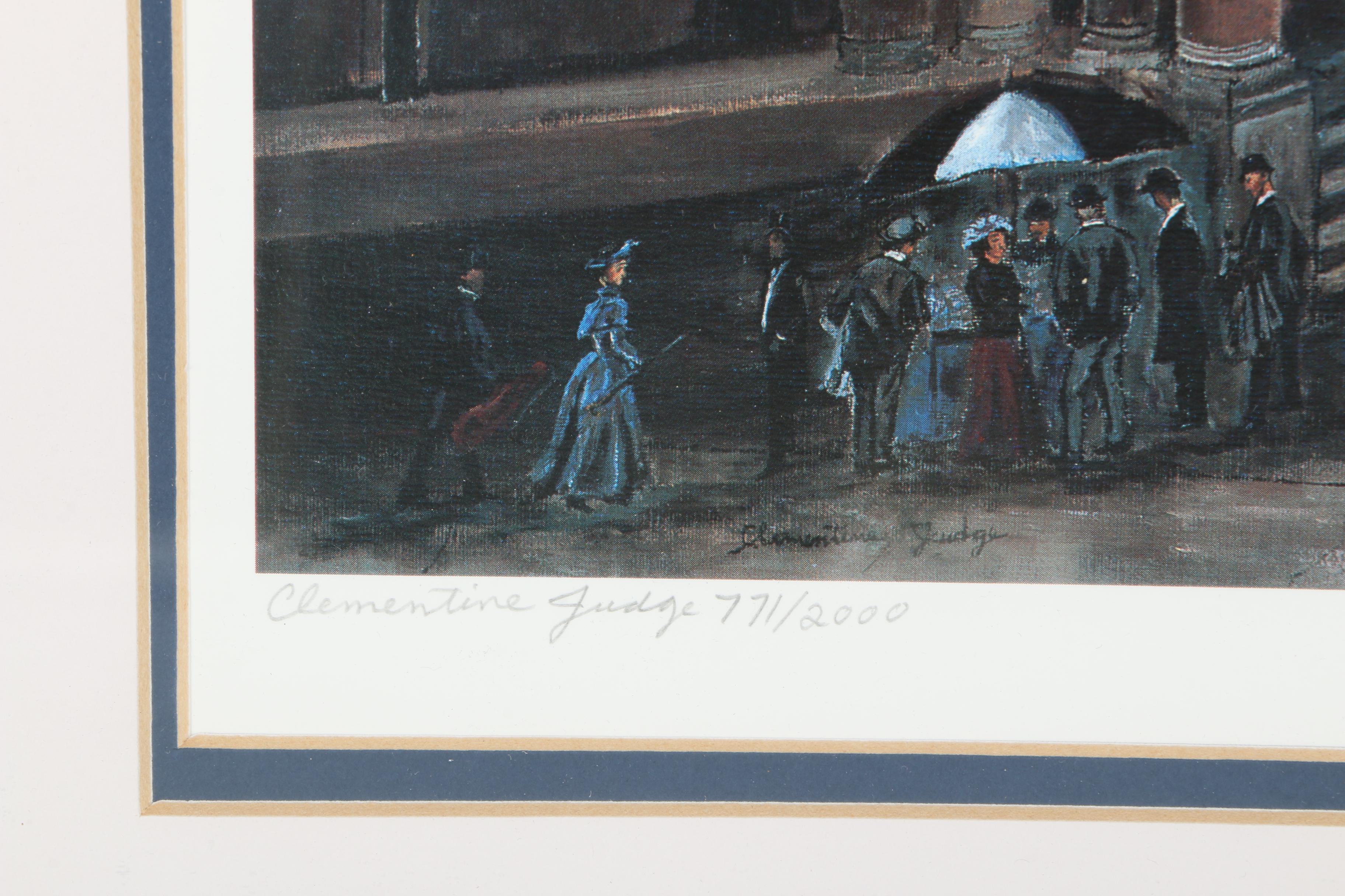 Clementine Judge Signed Offset Lithograph "New York Stock Exchange At The Turn Of The Century"