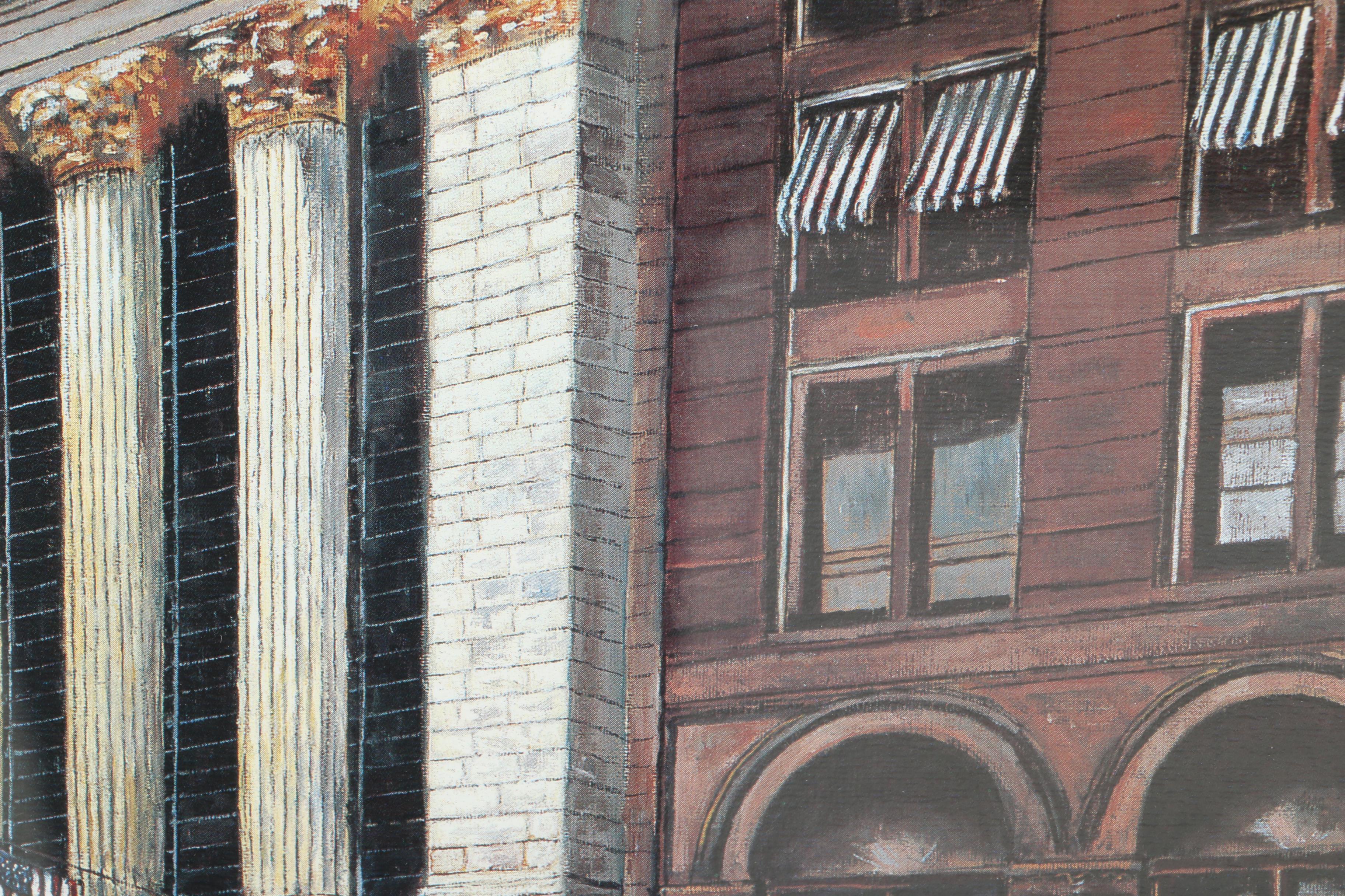 Clementine Judge Signed Offset Lithograph "New York Stock Exchange At The Turn Of The Century"